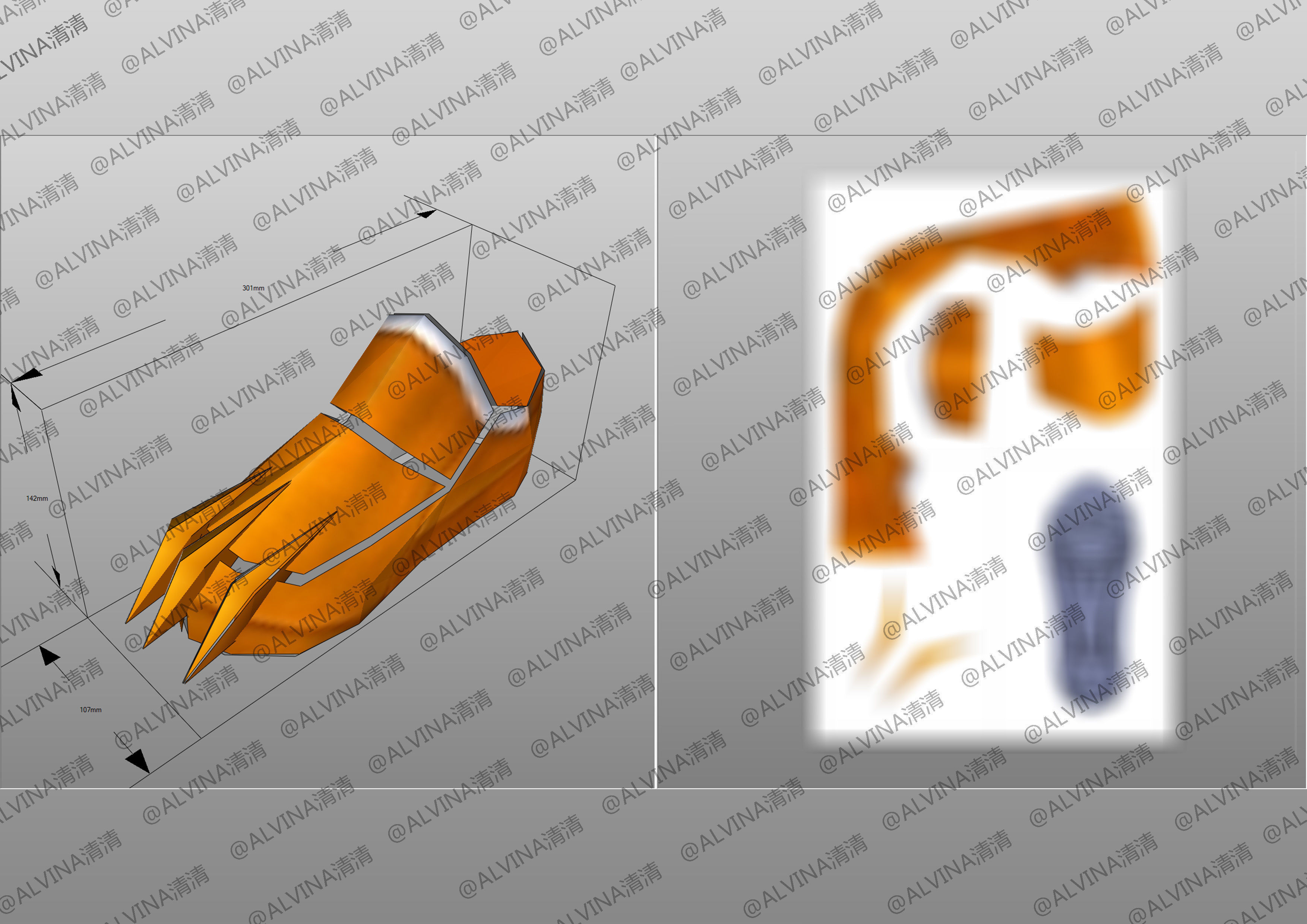 Kamen Rider Valkyrie Armor - DIY Cosplay Pepakura Foam Template Low-poly 3D model_36