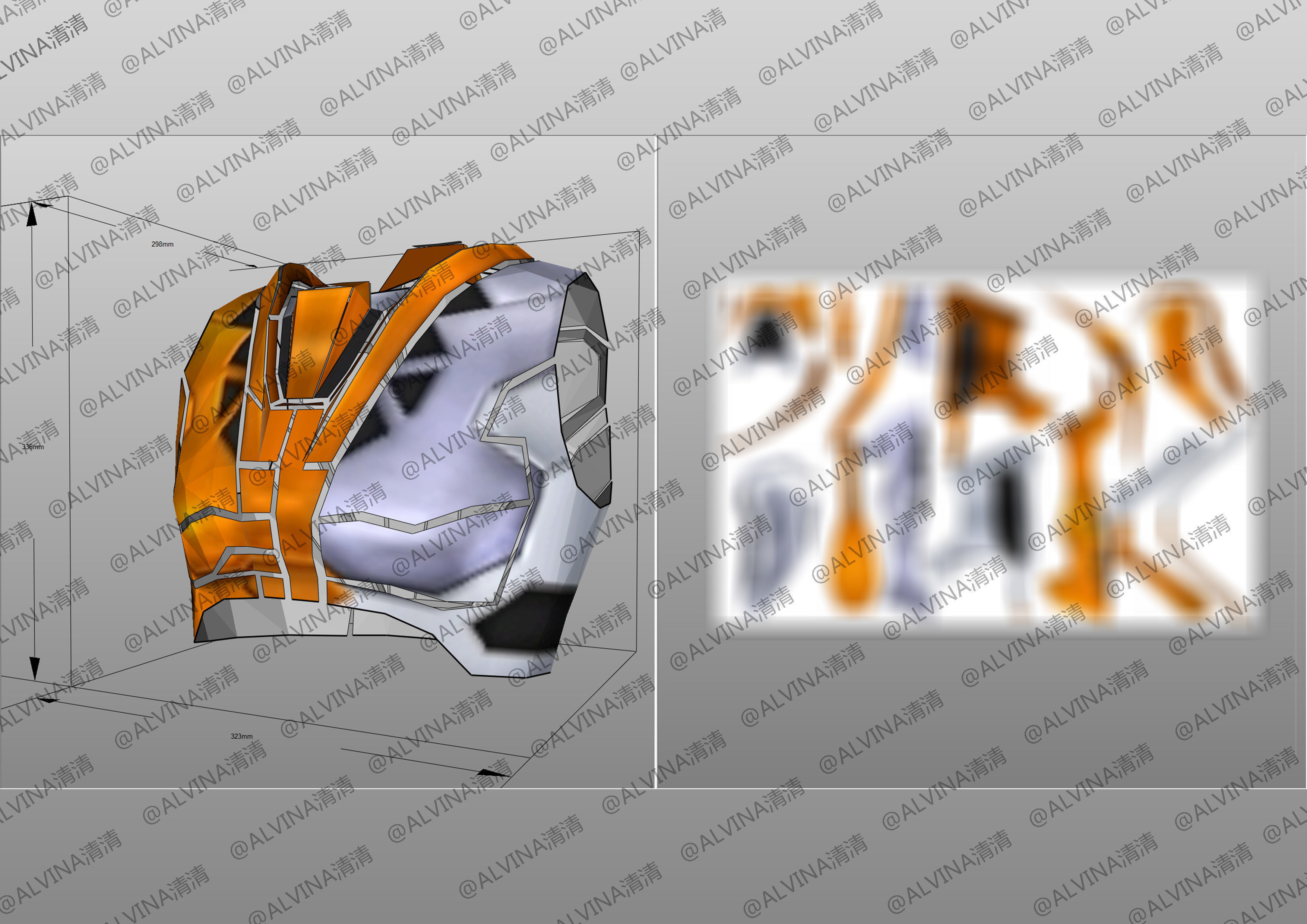 Kamen Rider Valkyrie Armor - DIY Cosplay Pepakura Foam Template Low-poly 3D model_20