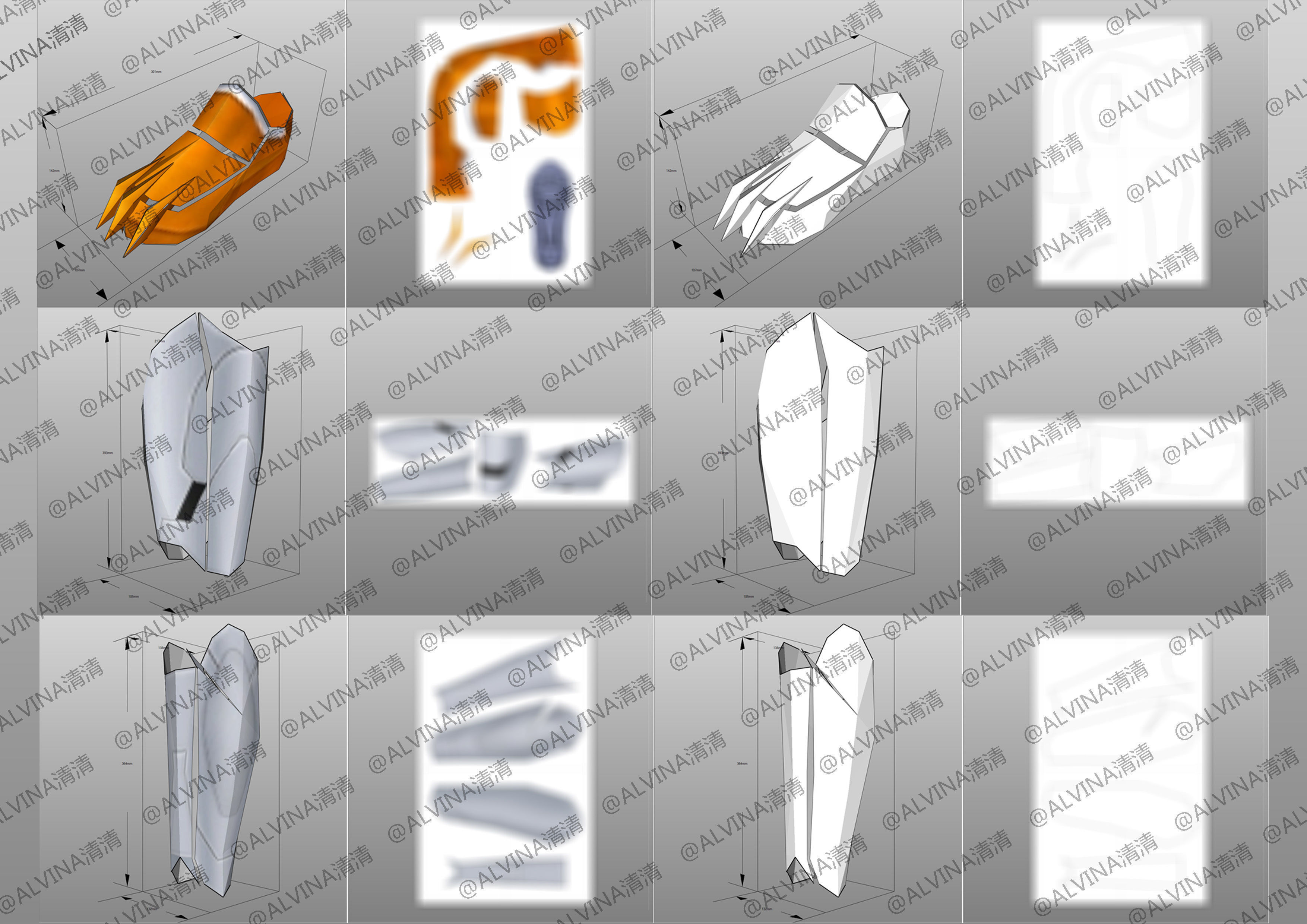 Kamen Rider Valkyrie Armor - DIY Cosplay Pepakura Foam Template Low-poly 3D model_10