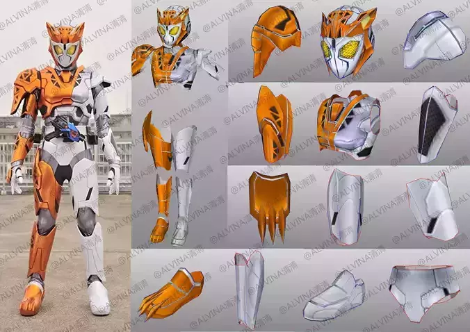 Kamen Rider Valkyrie Armor - DIY Cosplay Pepakura Foam Template Low-poly 3D model