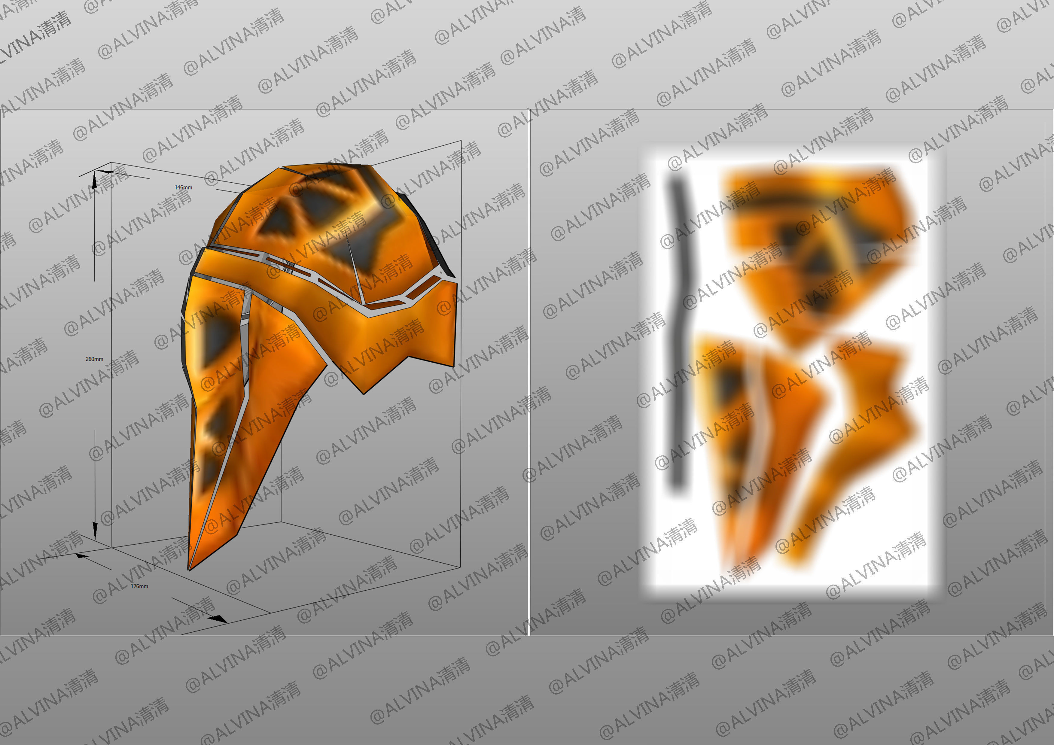 Kamen Rider Valkyrie Armor - DIY Cosplay Pepakura Foam Template Low-poly 3D model_30