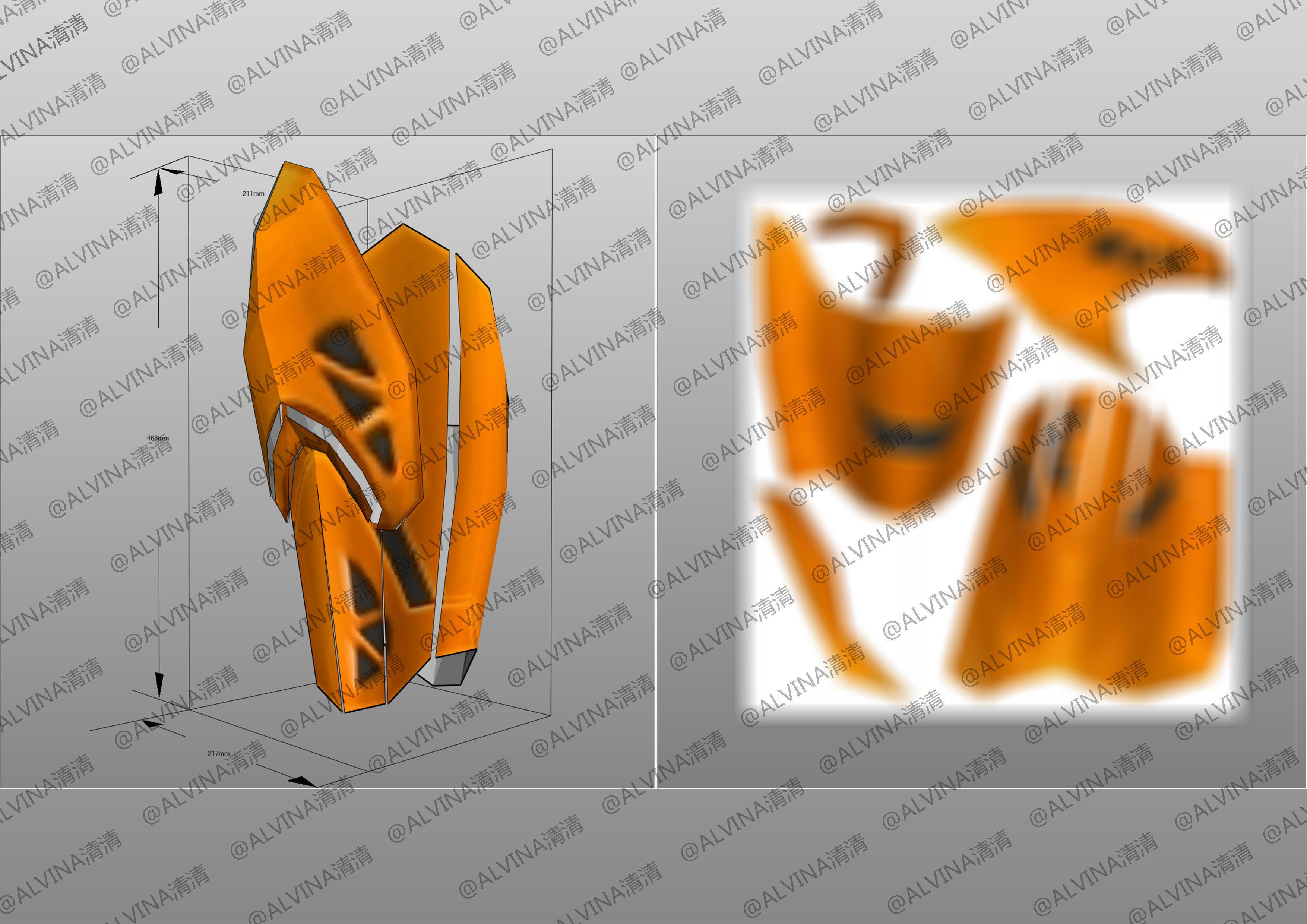 Kamen Rider Valkyrie Armor - DIY Cosplay Pepakura Foam Template Low-poly 3D model_34