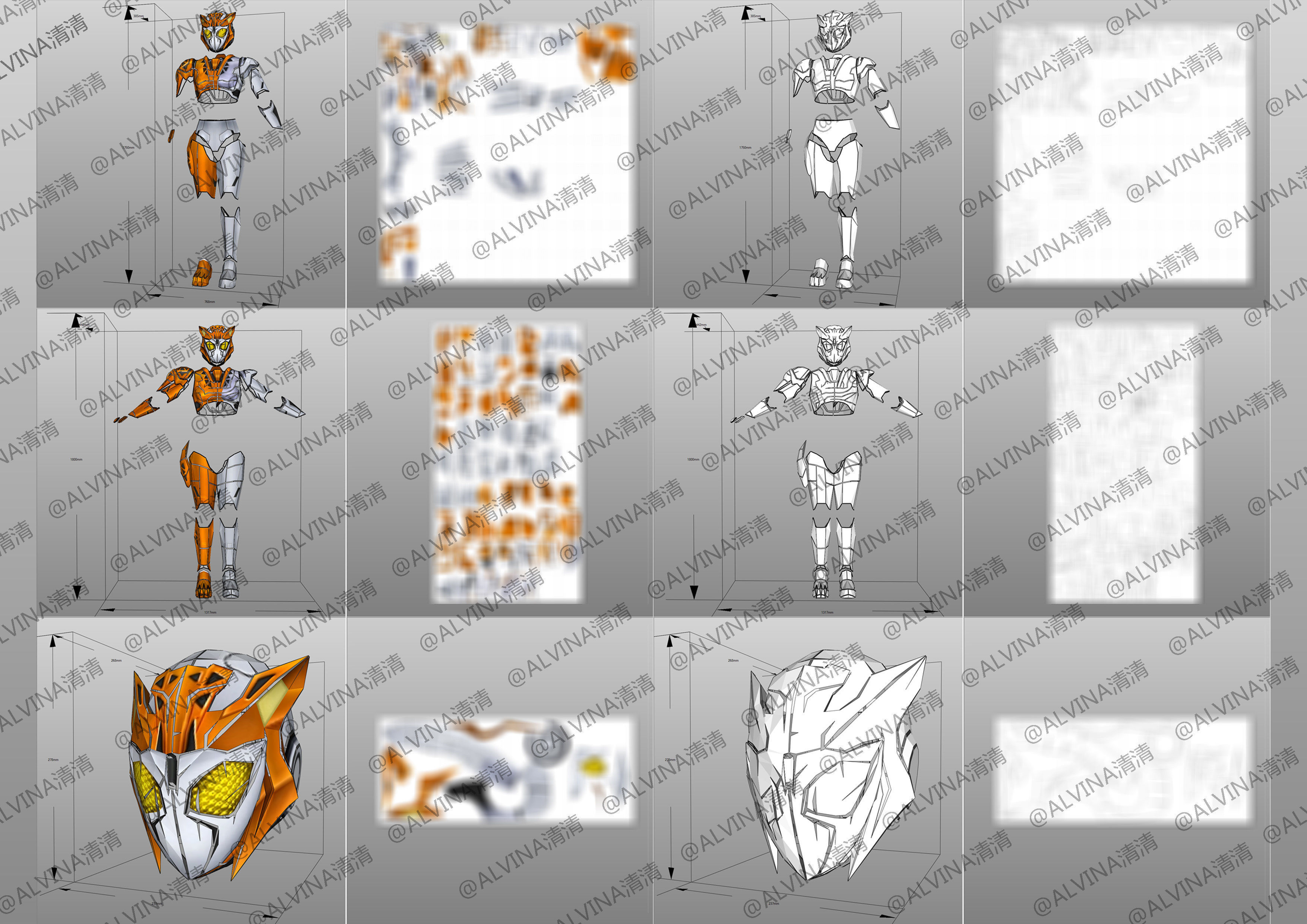 Kamen Rider Valkyrie Armor - DIY Cosplay Pepakura Foam Template Low-poly 3D model_7