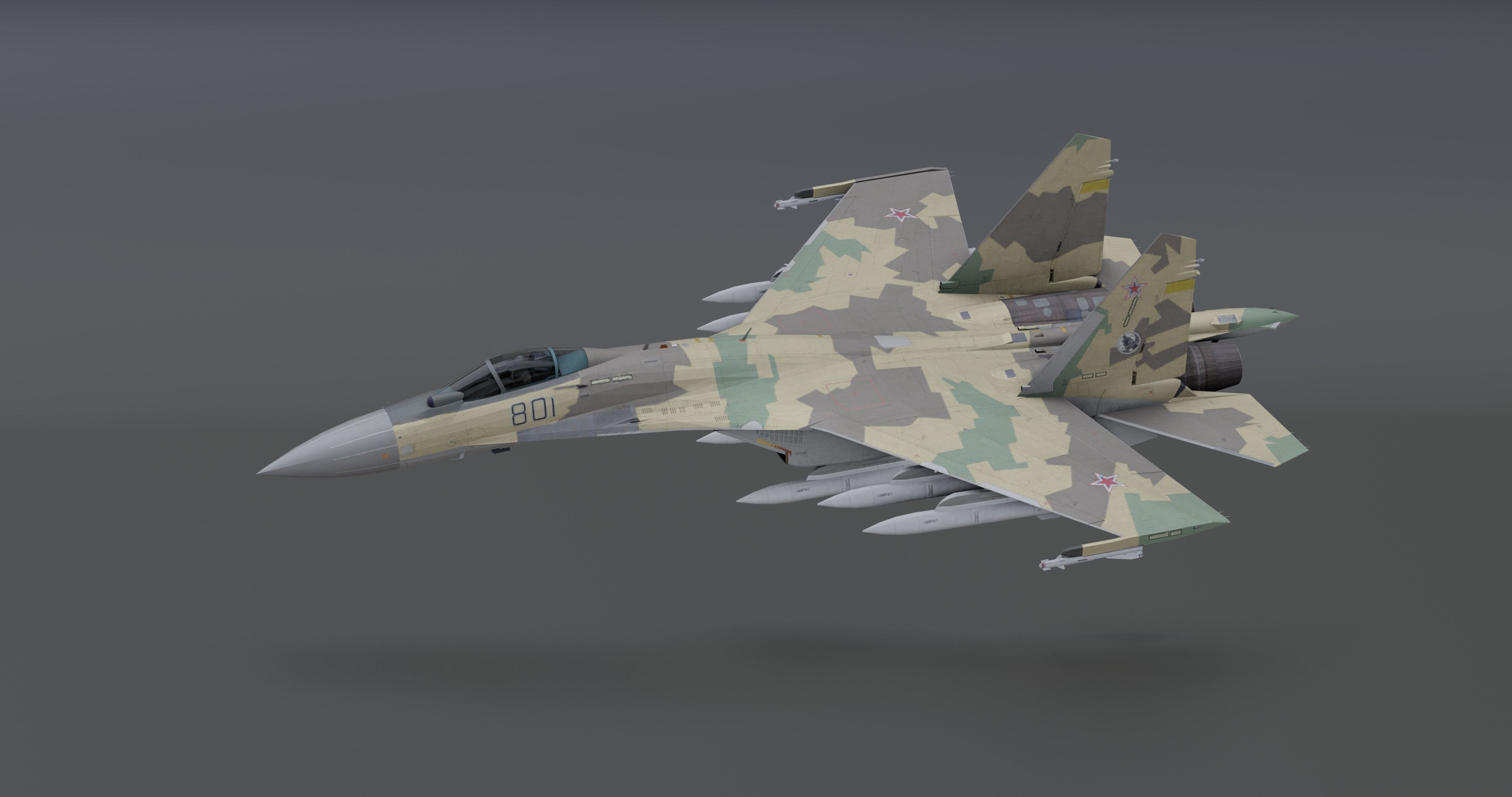 Pack Sukhoi Russian Aircraft - 9 Aircrafts Low-poly 3D model_38