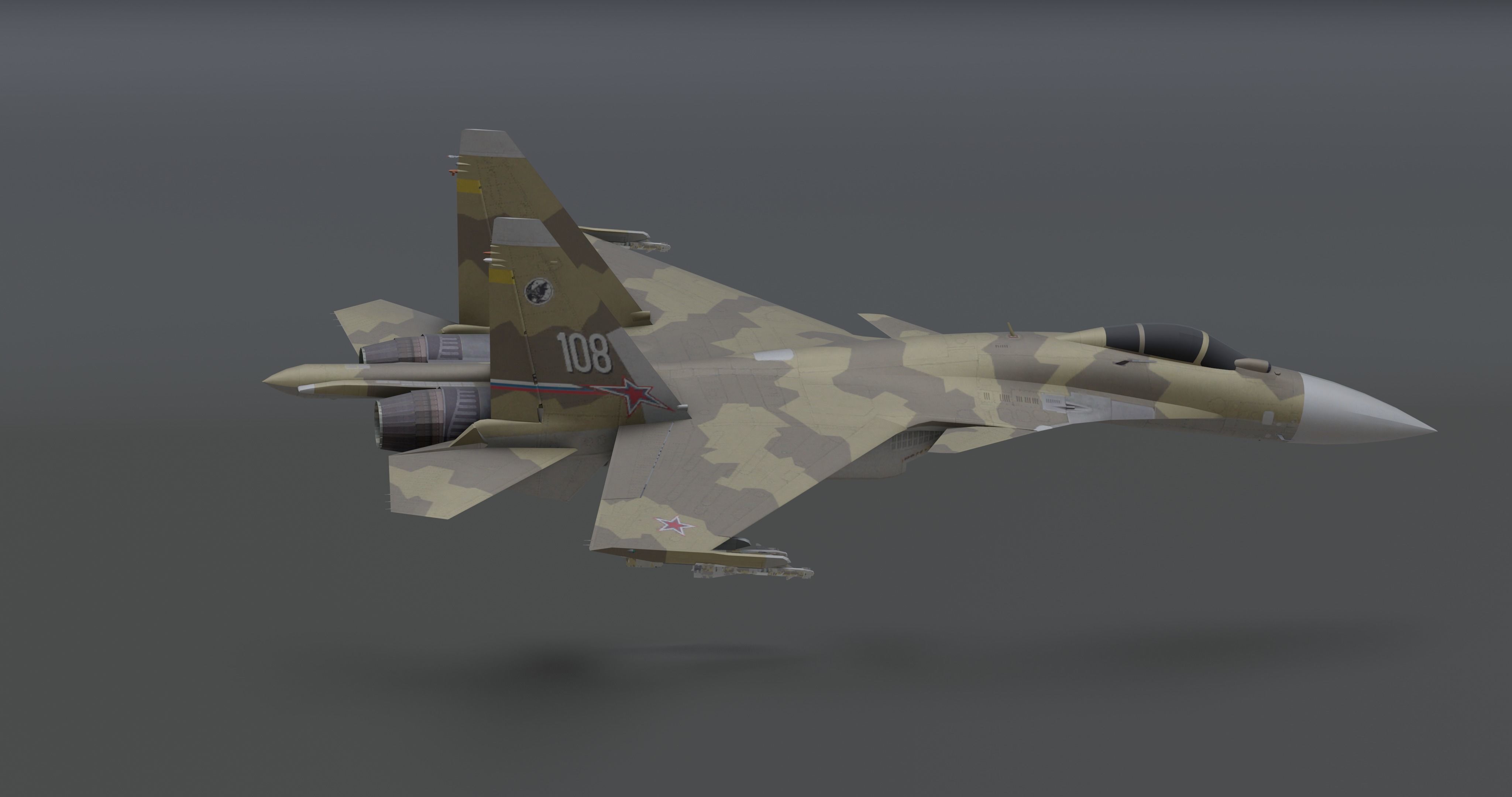 Pack Sukhoi Russian Aircraft - 9 Aircrafts Low-poly 3D model_42