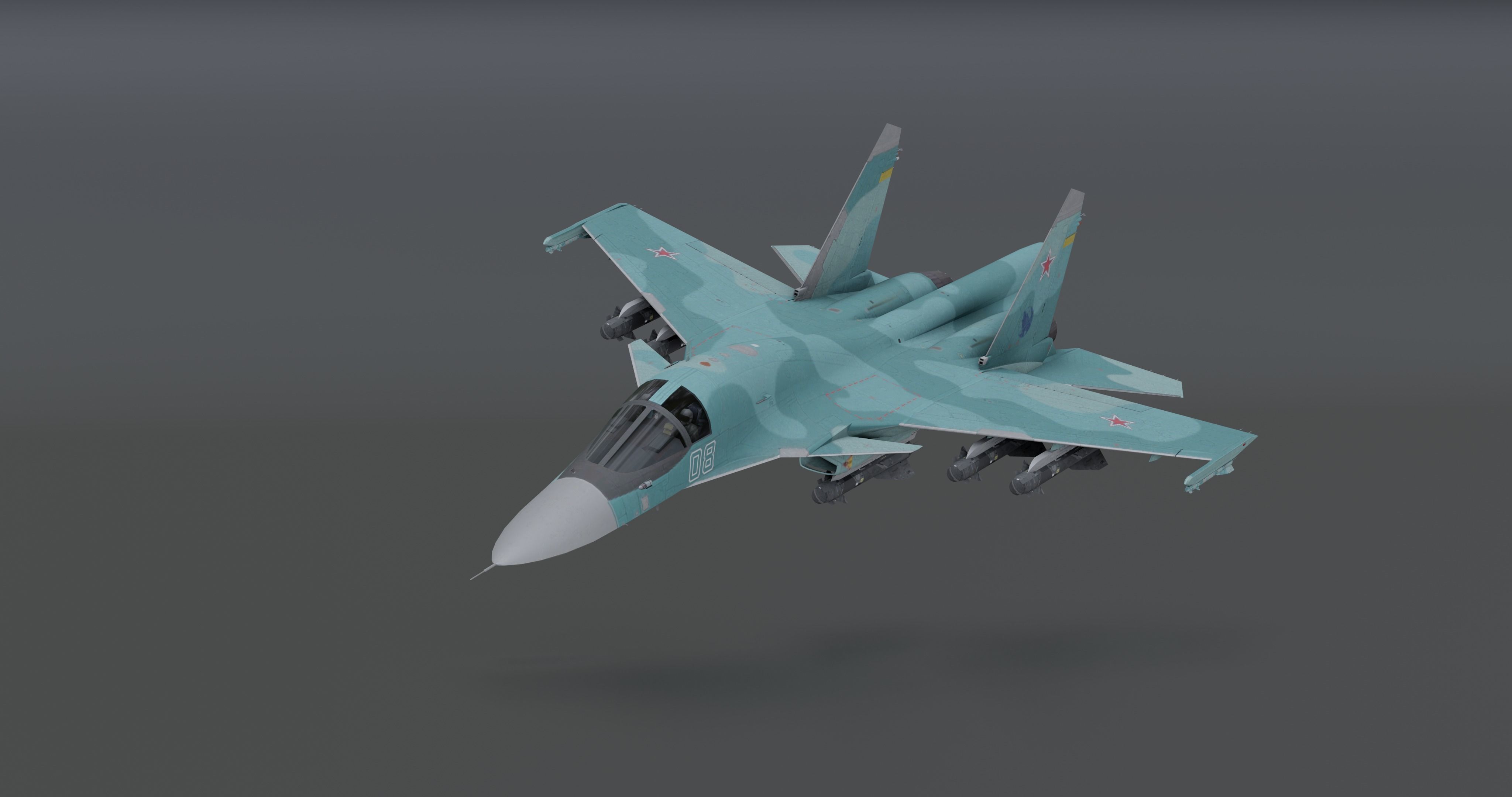 Pack Sukhoi Russian Aircraft - 9 Aircrafts Low-poly 3D model_33