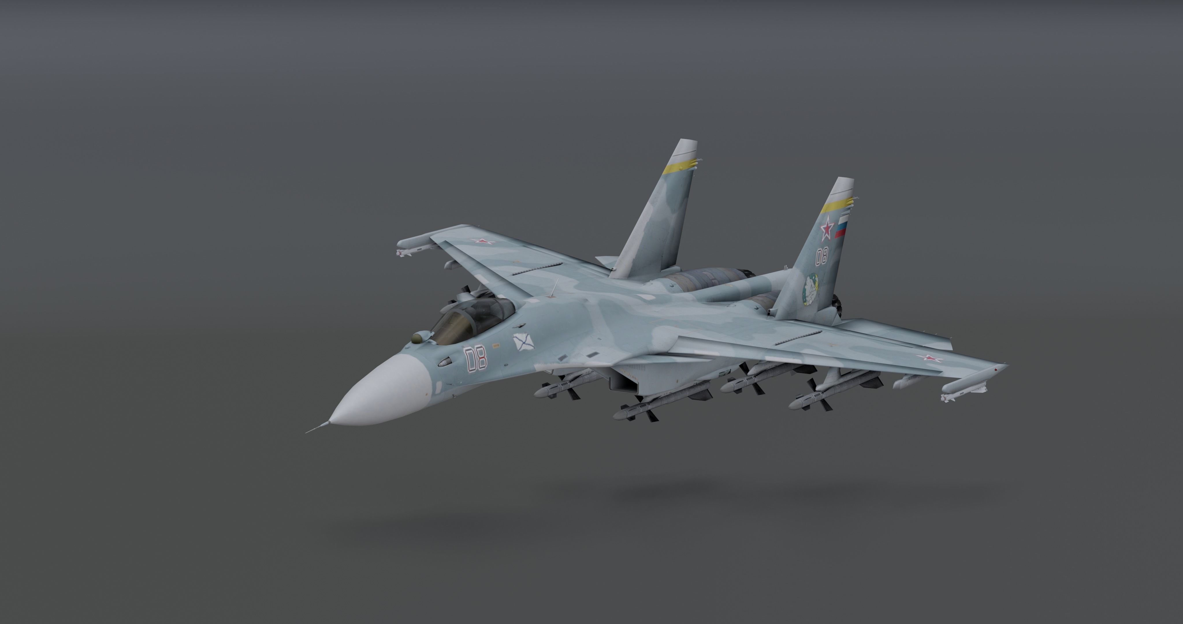 Pack Sukhoi Russian Aircraft - 9 Aircrafts Low-poly 3D model_23