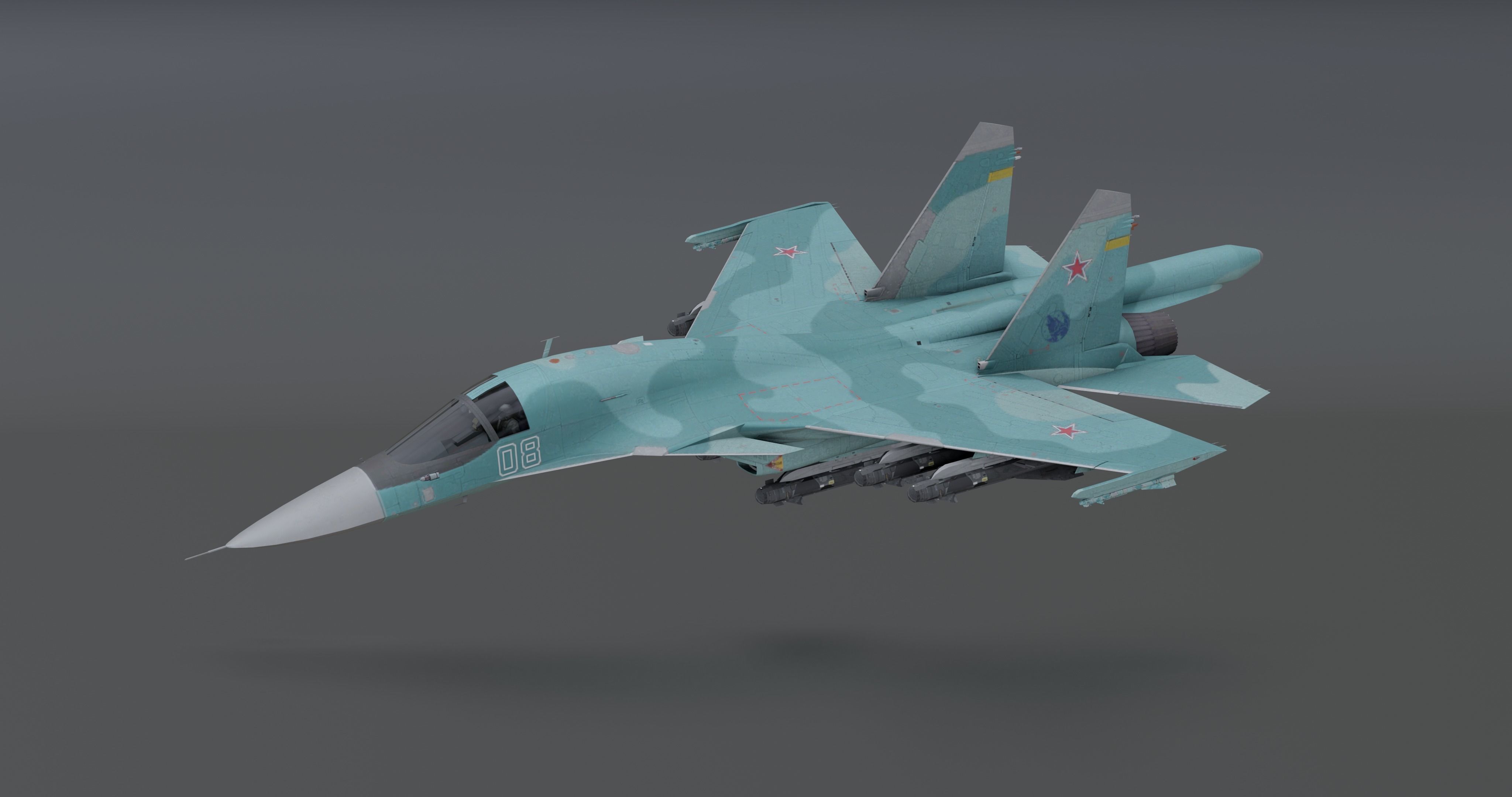 Pack Sukhoi Russian Aircraft - 9 Aircrafts Low-poly 3D model_32