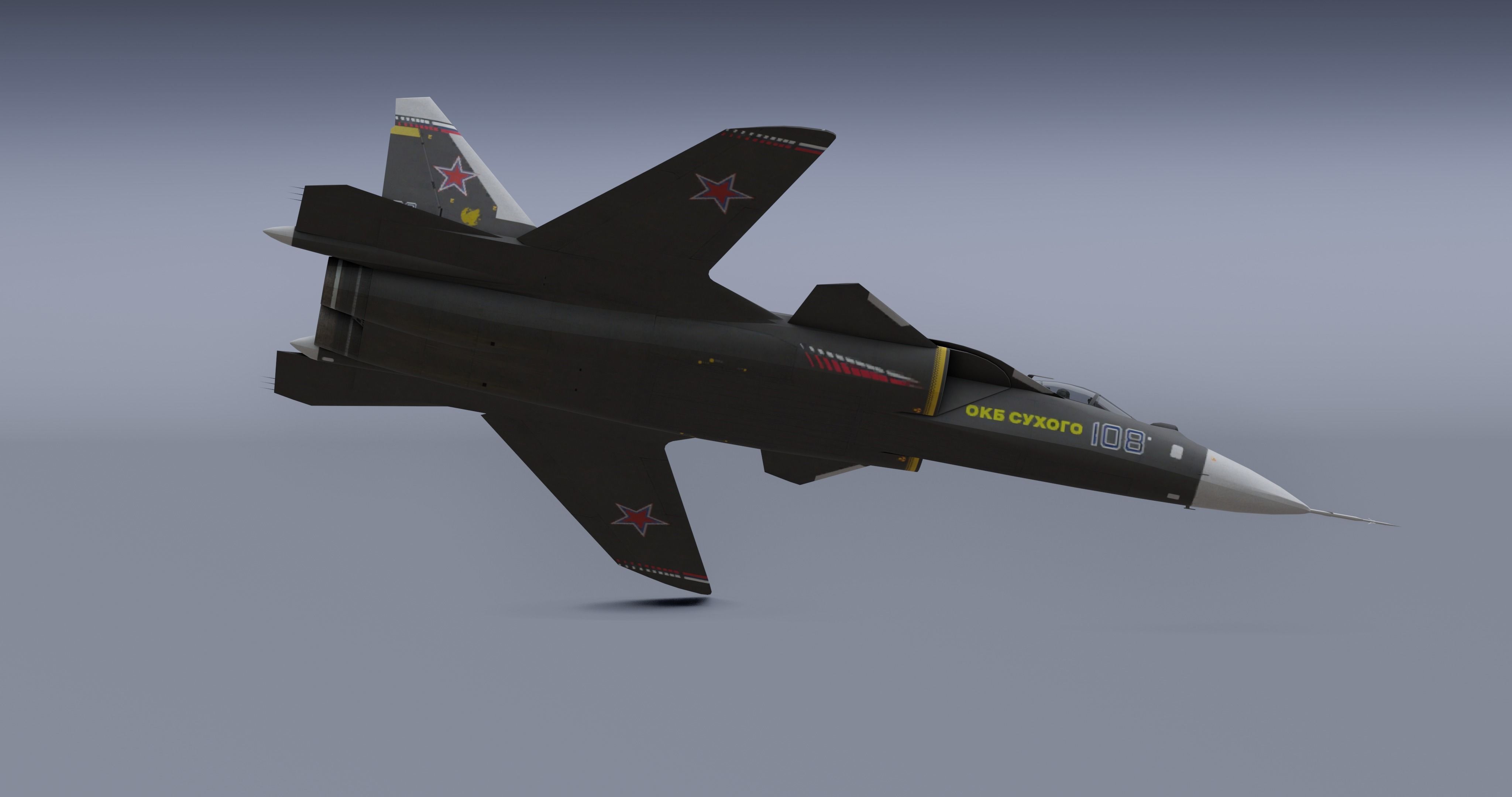 Pack Sukhoi Russian Aircraft - 9 Aircrafts Low-poly 3D model_48