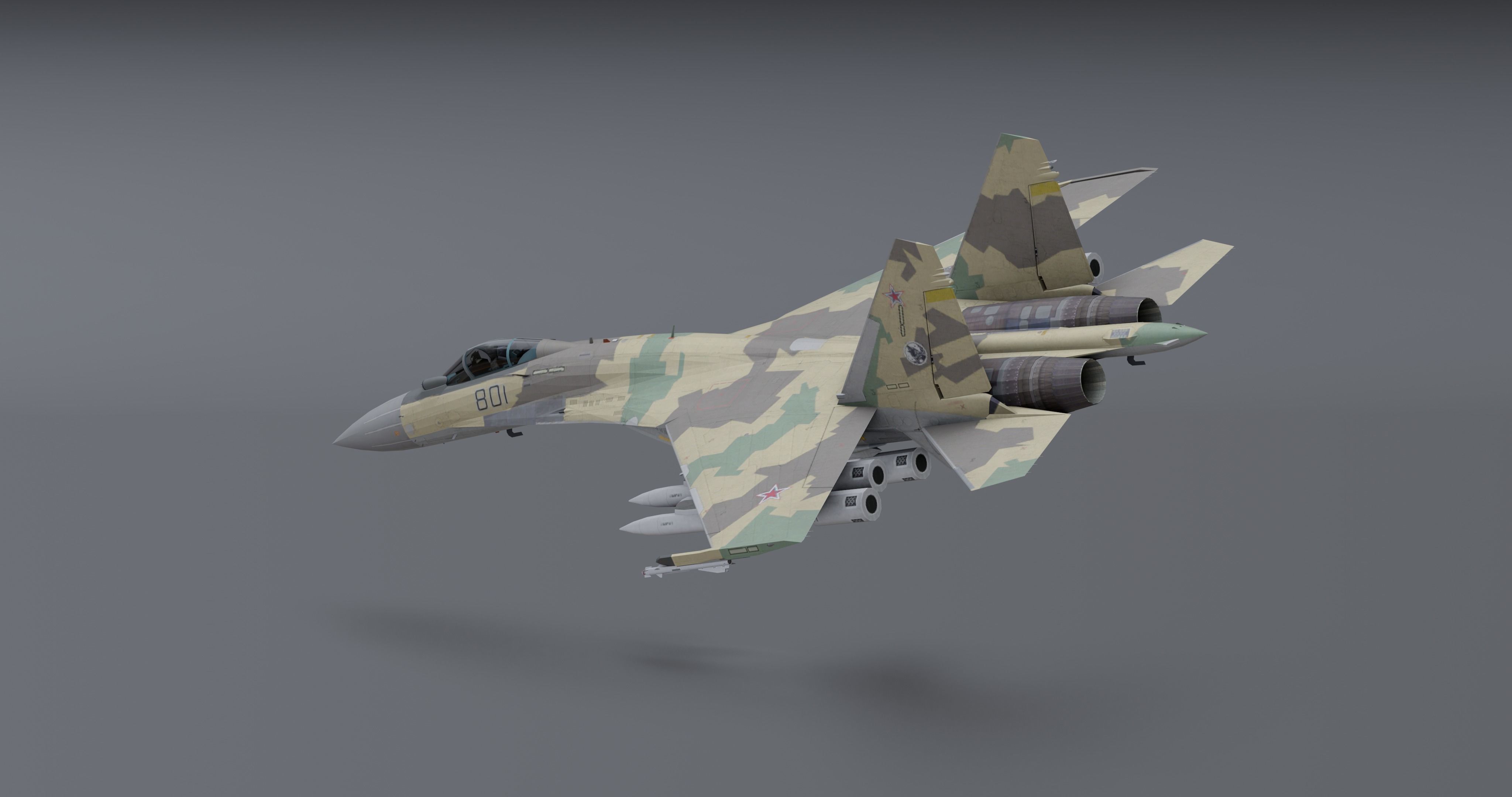 Pack Sukhoi Russian Aircraft - 9 Aircrafts Low-poly 3D model_35