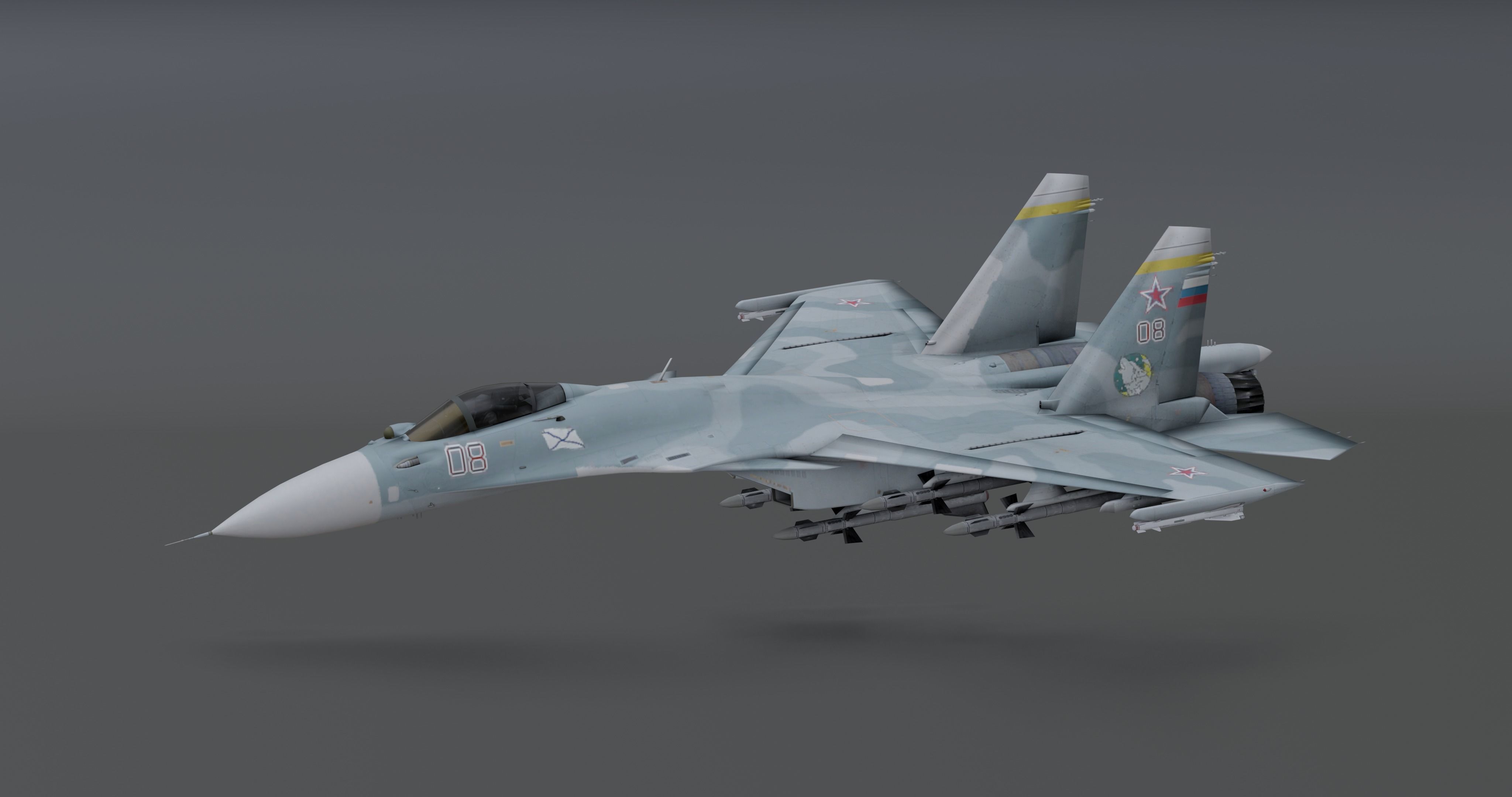 Pack Sukhoi Russian Aircraft - 9 Aircrafts Low-poly 3D model_24