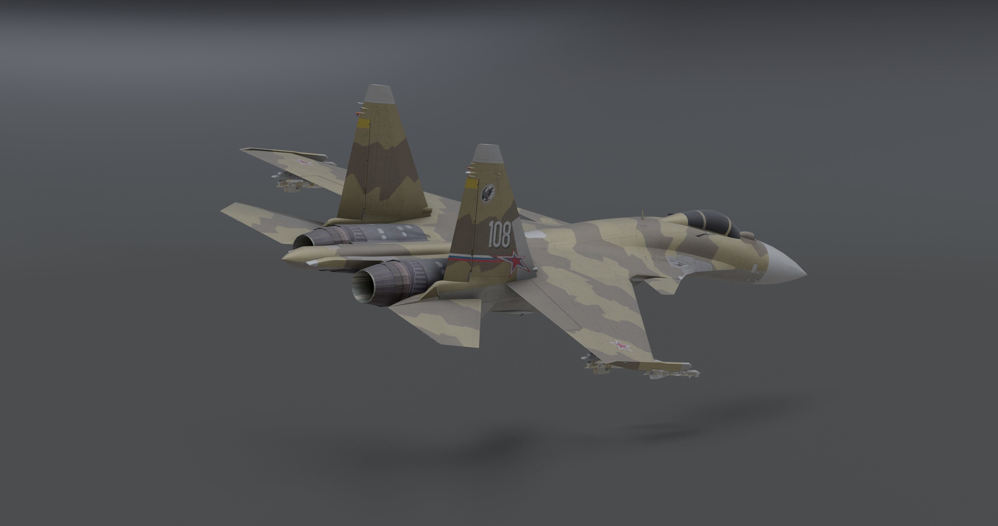 Pack Sukhoi Russian Aircraft - 9 Aircrafts Low-poly 3D model_43