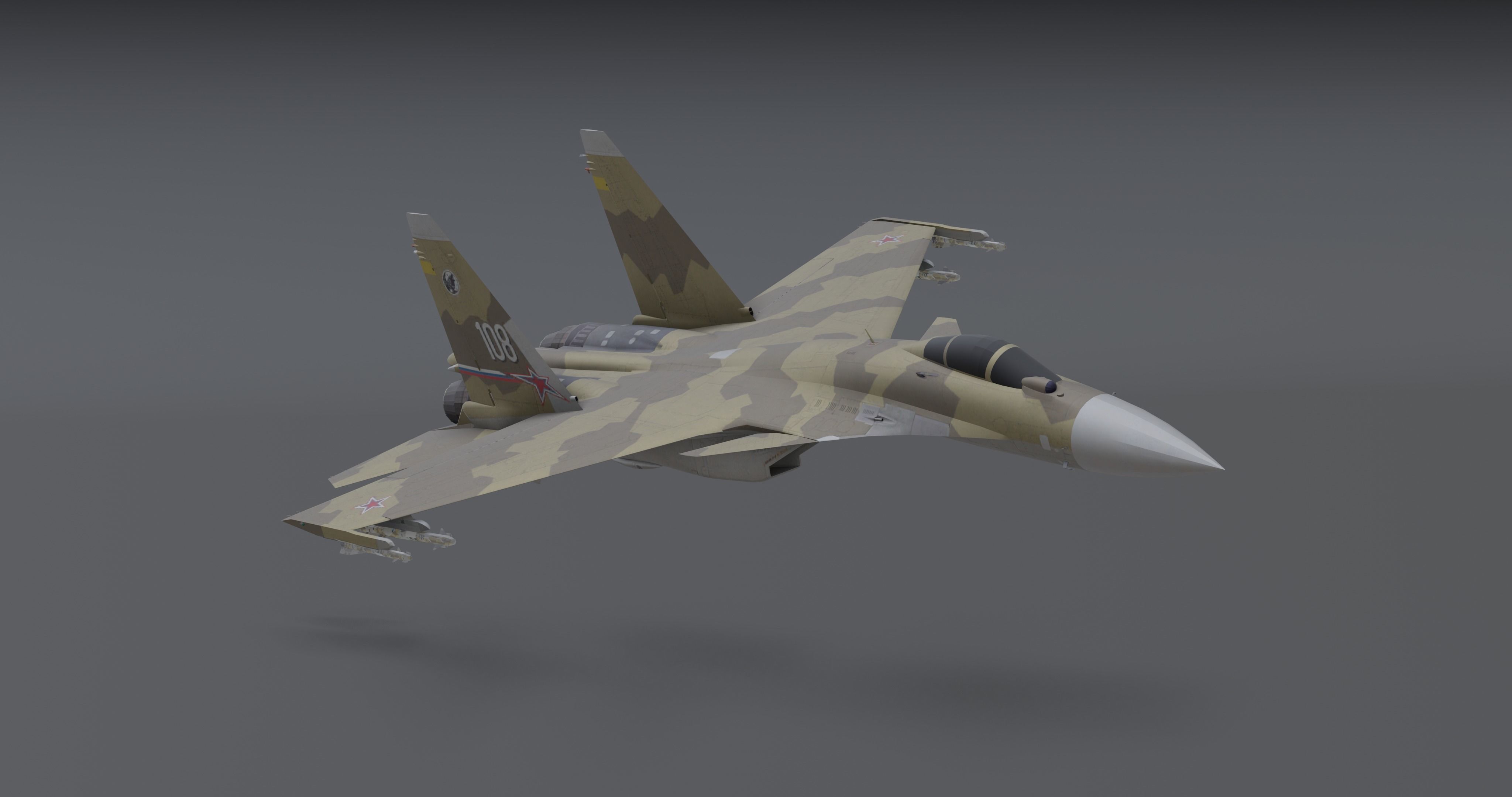Pack Sukhoi Russian Aircraft - 9 Aircrafts Low-poly 3D model_40