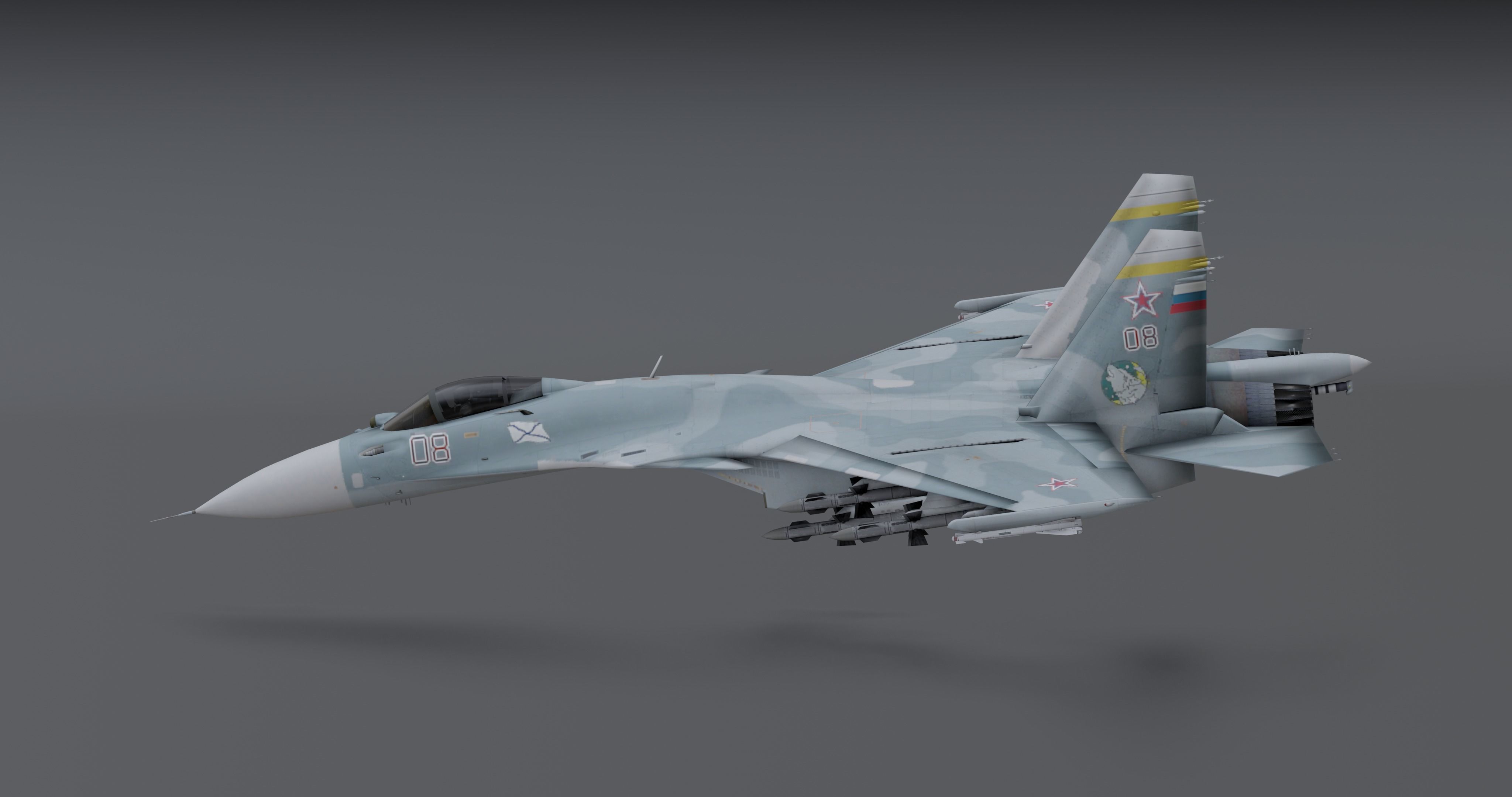Pack Sukhoi Russian Aircraft - 9 Aircrafts Low-poly 3D model_27