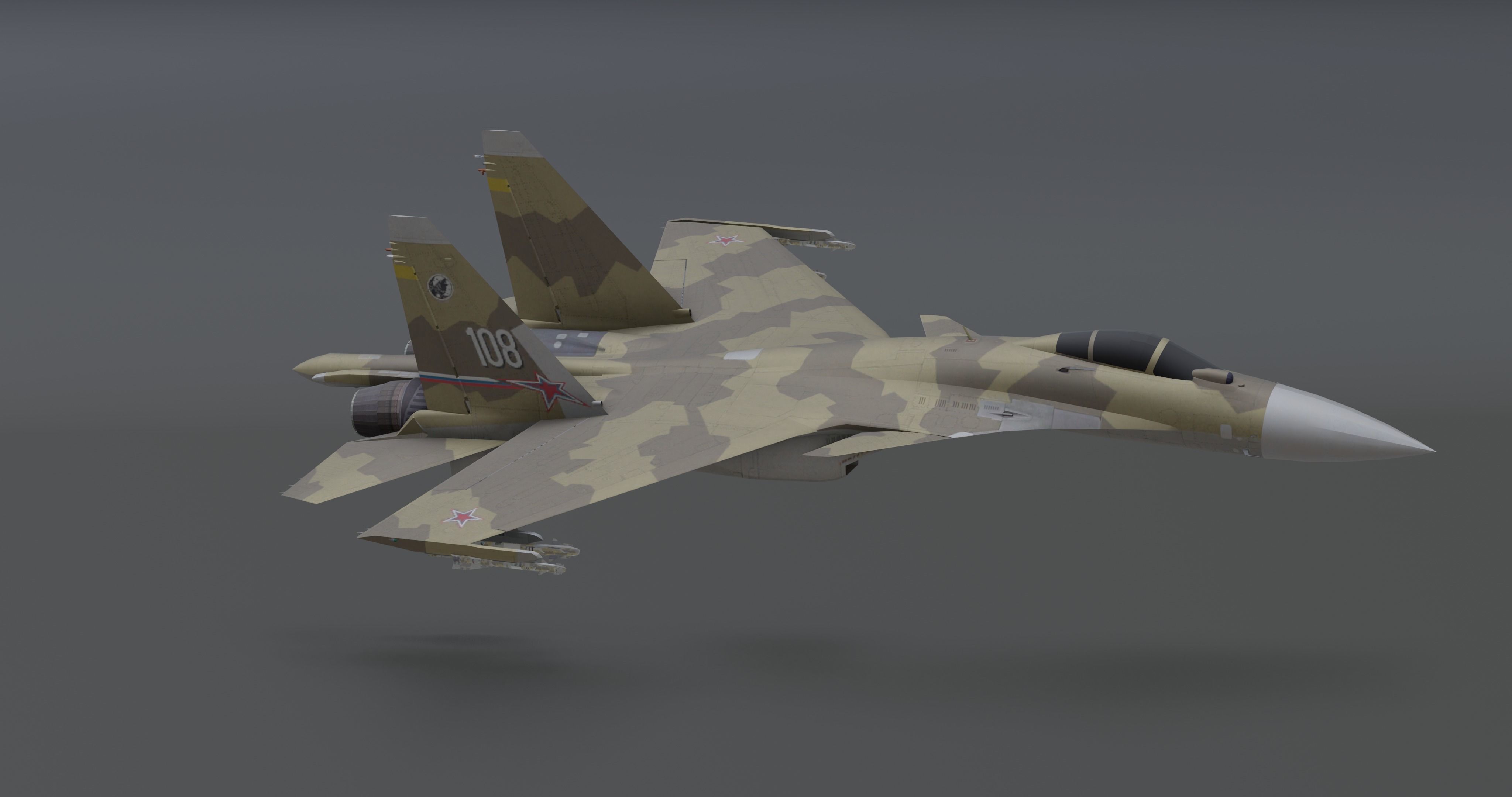 Pack Sukhoi Russian Aircraft - 9 Aircrafts Low-poly 3D model_45