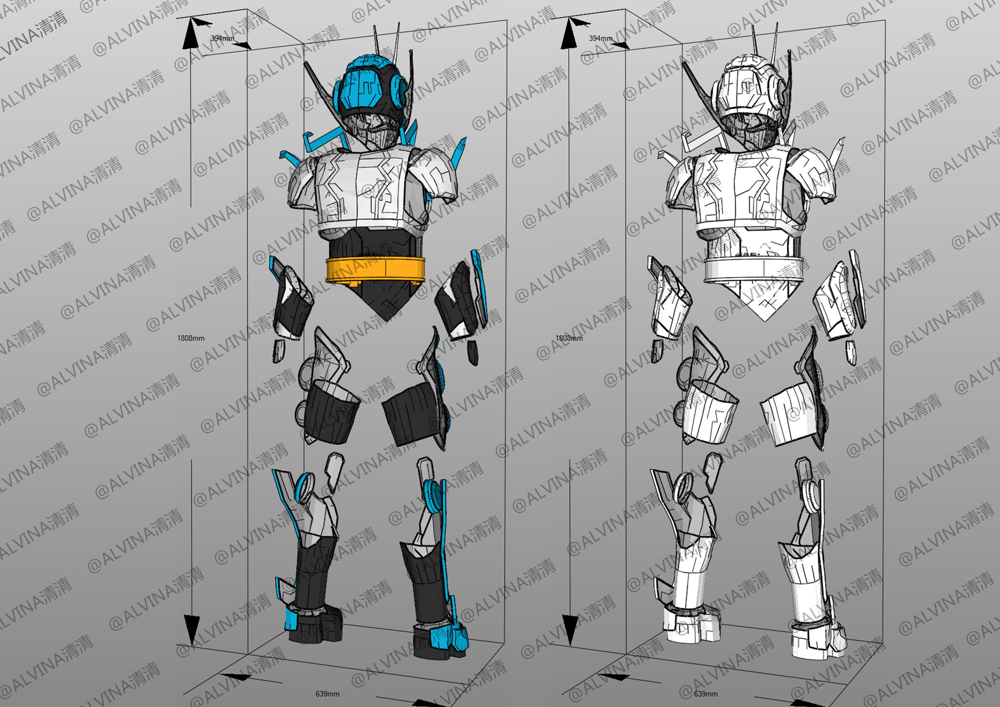 Kamen Rider Gotchard Armor - DIY Cosplay Pepakura Foam Template Low-poly 3D model_4