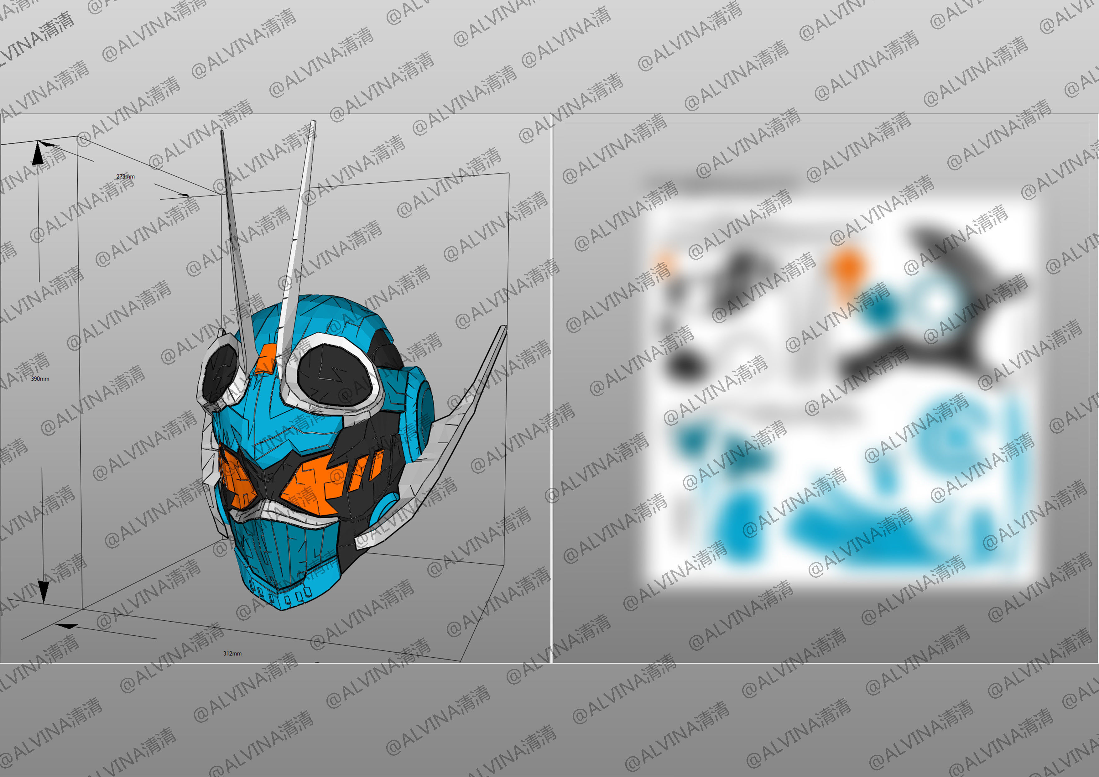 Kamen Rider Gotchard Armor - DIY Cosplay Pepakura Foam Template Low-poly 3D model_14