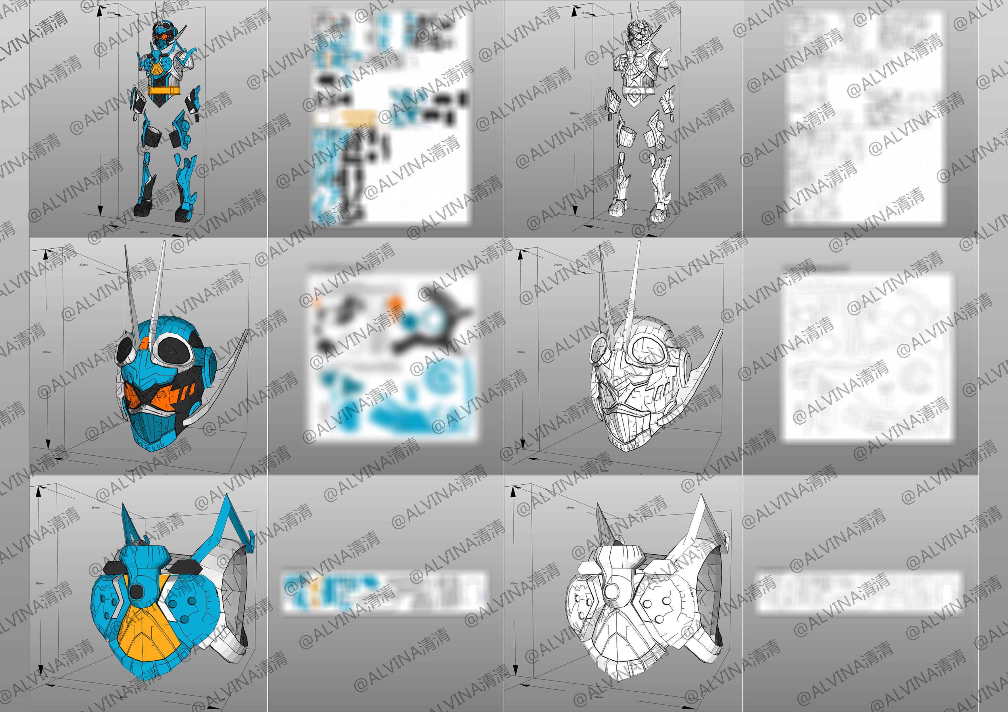 Kamen Rider Gotchard Armor - DIY Cosplay Pepakura Foam Template Low-poly 3D model_8