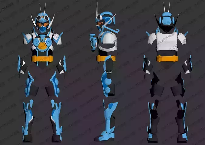 Kamen Rider Gotchard Armor - DIY Cosplay Pepakura Foam Template Low-poly 3D model