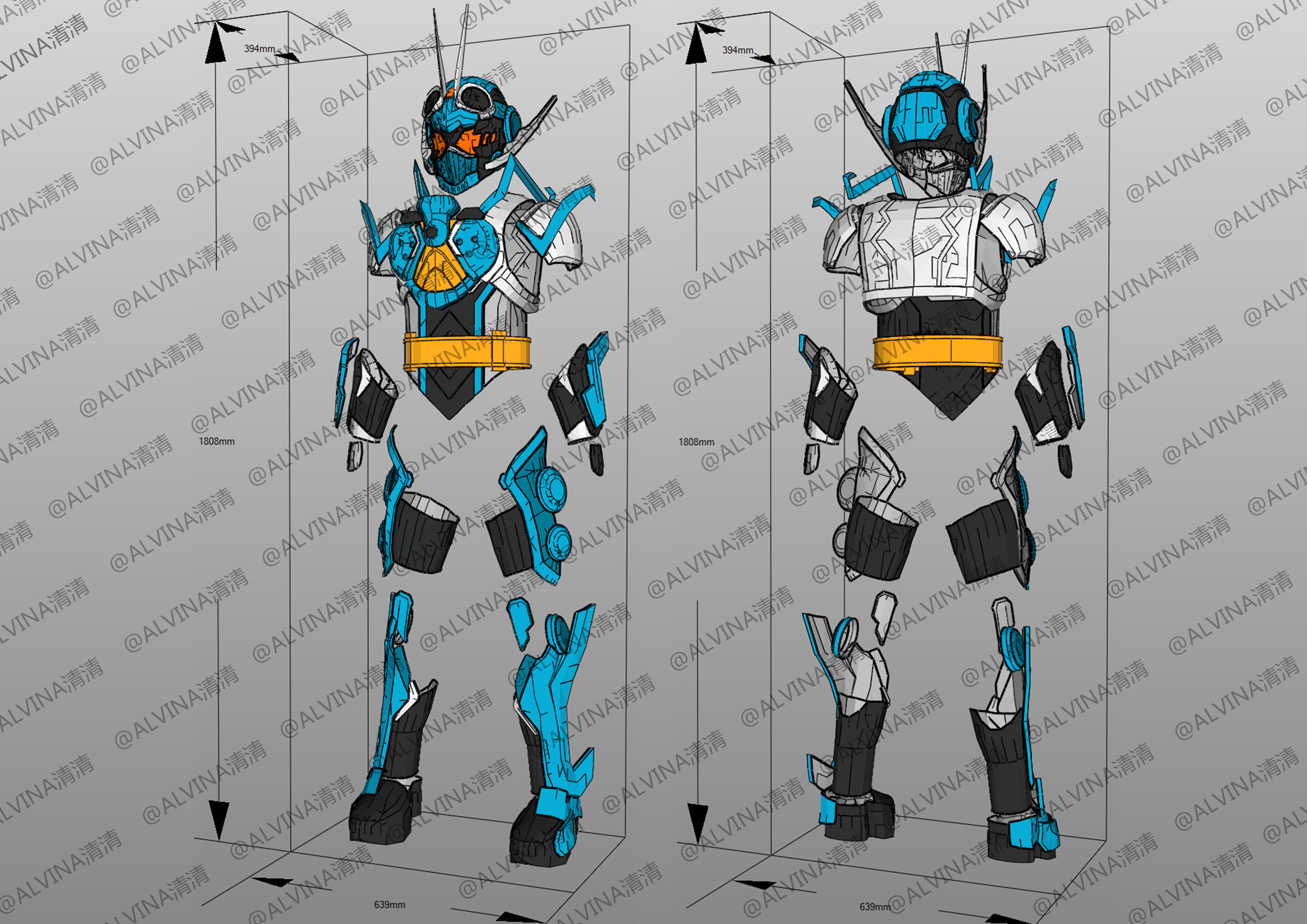 Kamen Rider Gotchard Armor - DIY Cosplay Pepakura Foam Template Low-poly 3D model_2