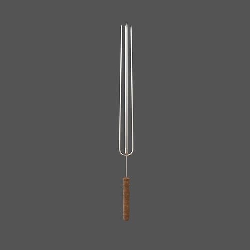Barbecue Steel Needle v3 002 Low-poly 3D model