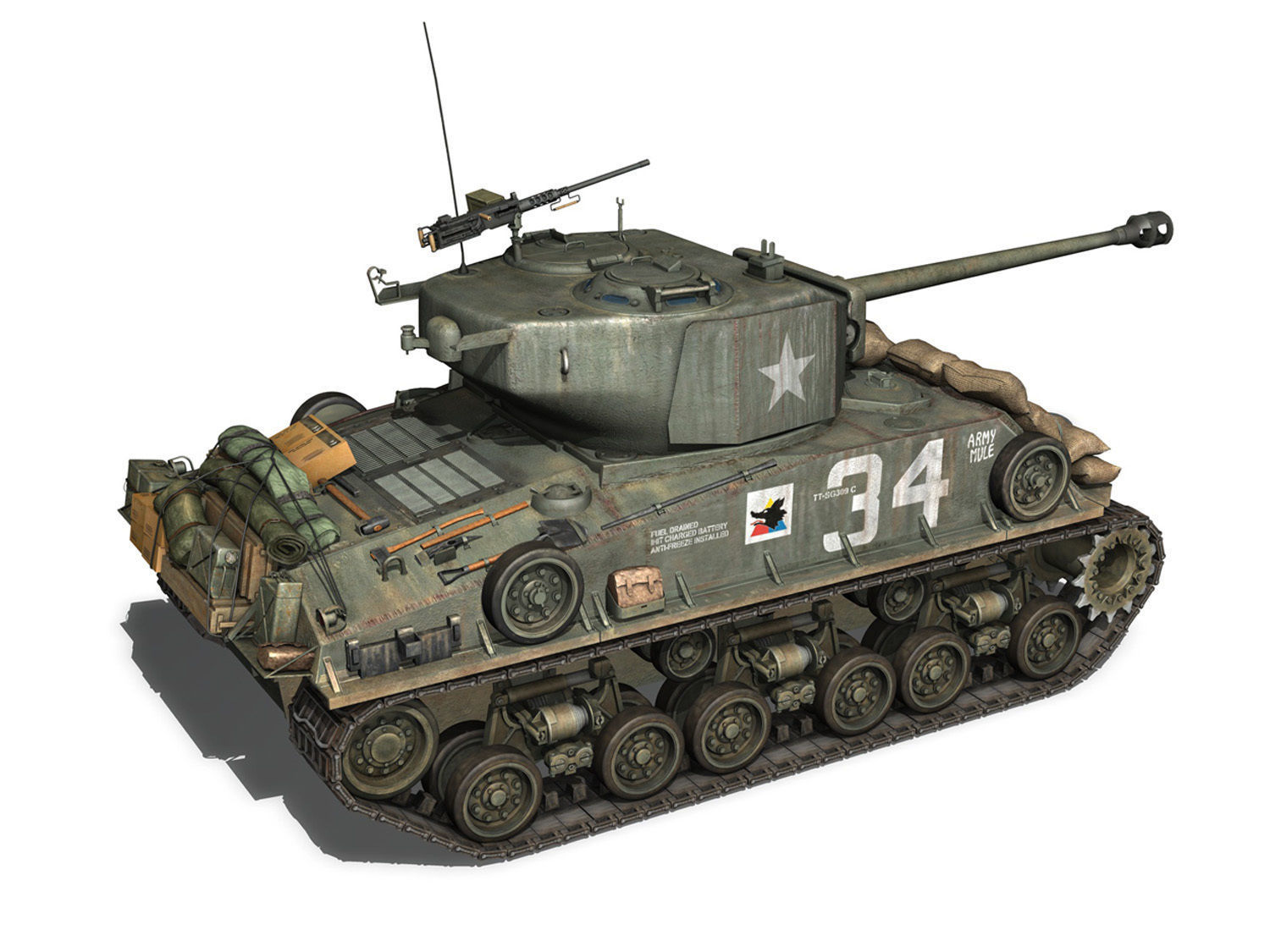 M4A3 Sherman - Collection 3D model_6