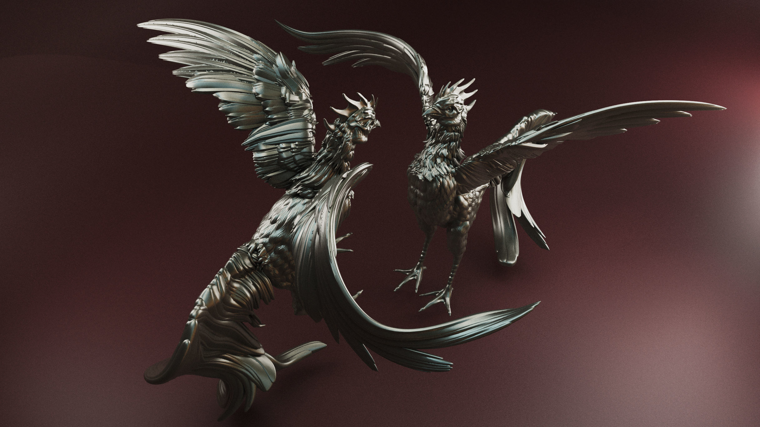 ROOSTER FIGHTING 3D print model_1