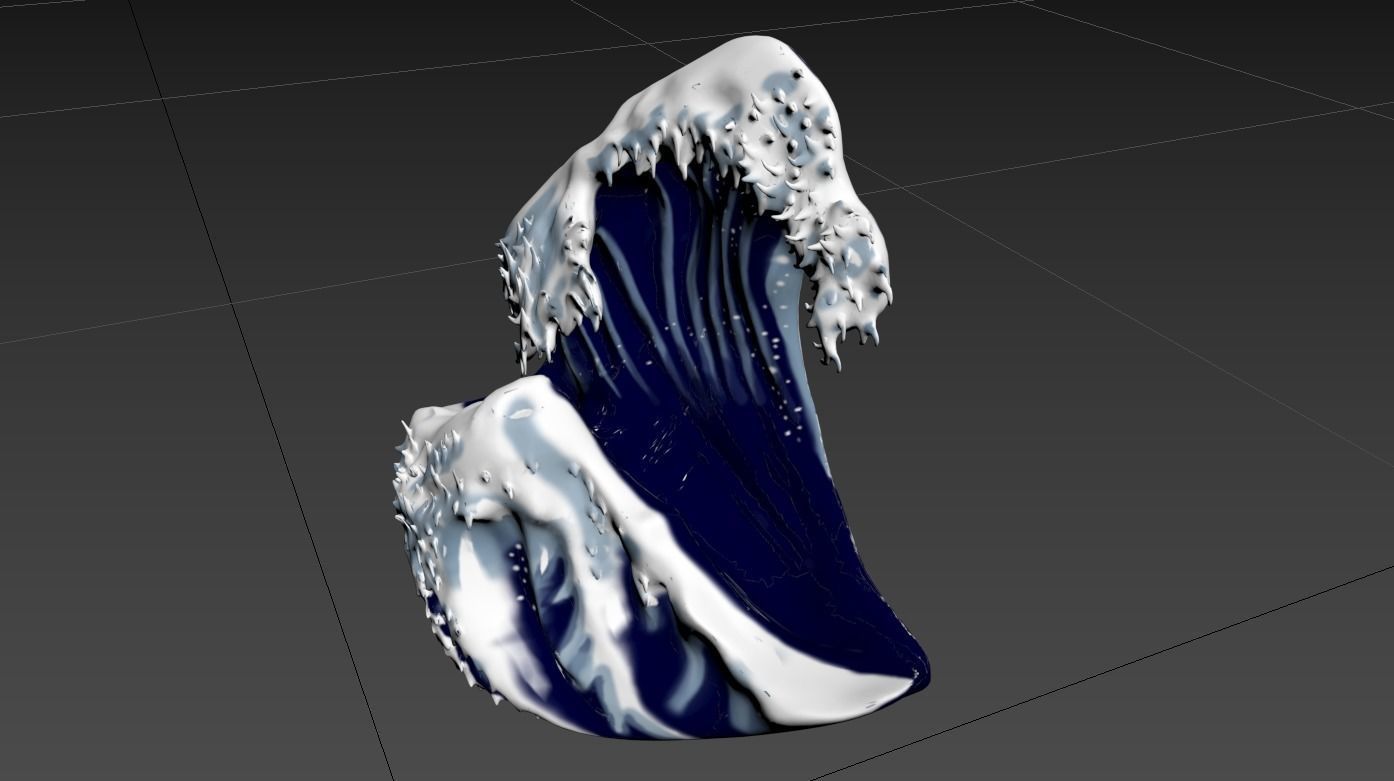 The Great Wave off Kanagawa Low-poly 3D model_4