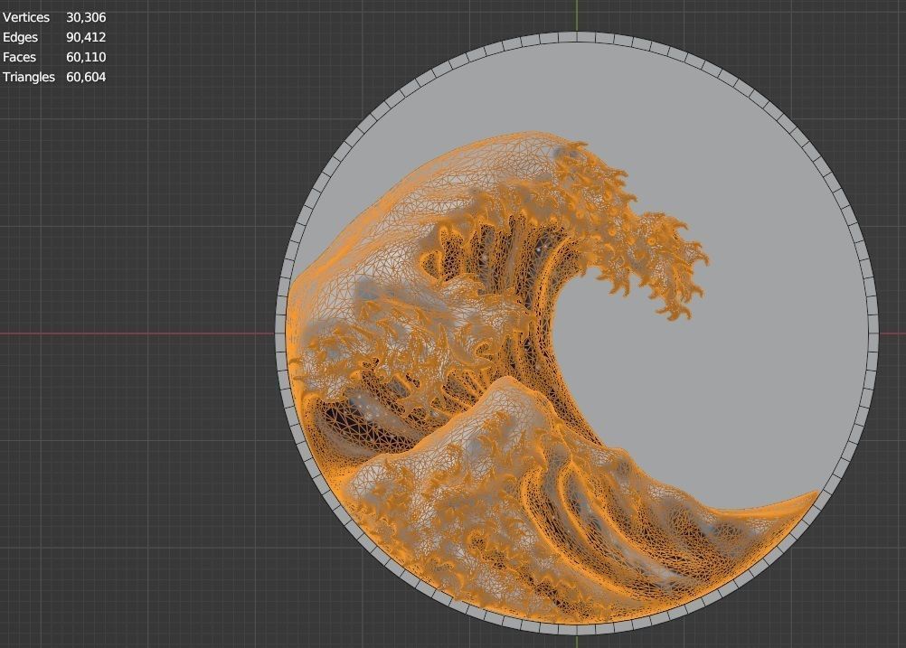 The Great Wave off Kanagawa Low-poly 3D model_7