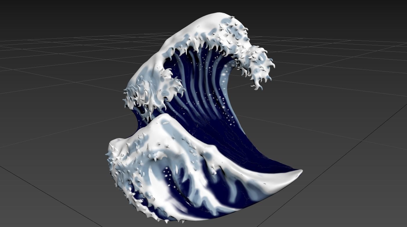 The Great Wave off Kanagawa Low-poly 3D model_3