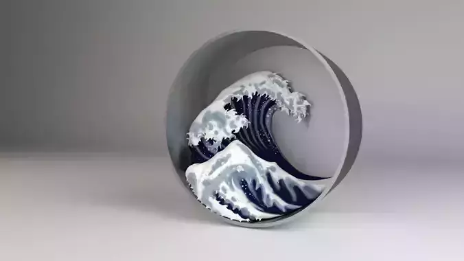 The Great Wave off Kanagawa Low-poly 3D model