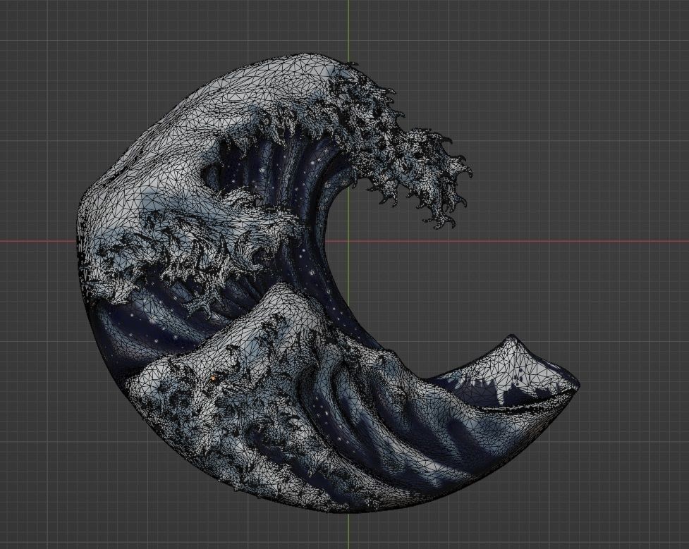 The Great Wave off Kanagawa Low-poly 3D model_9