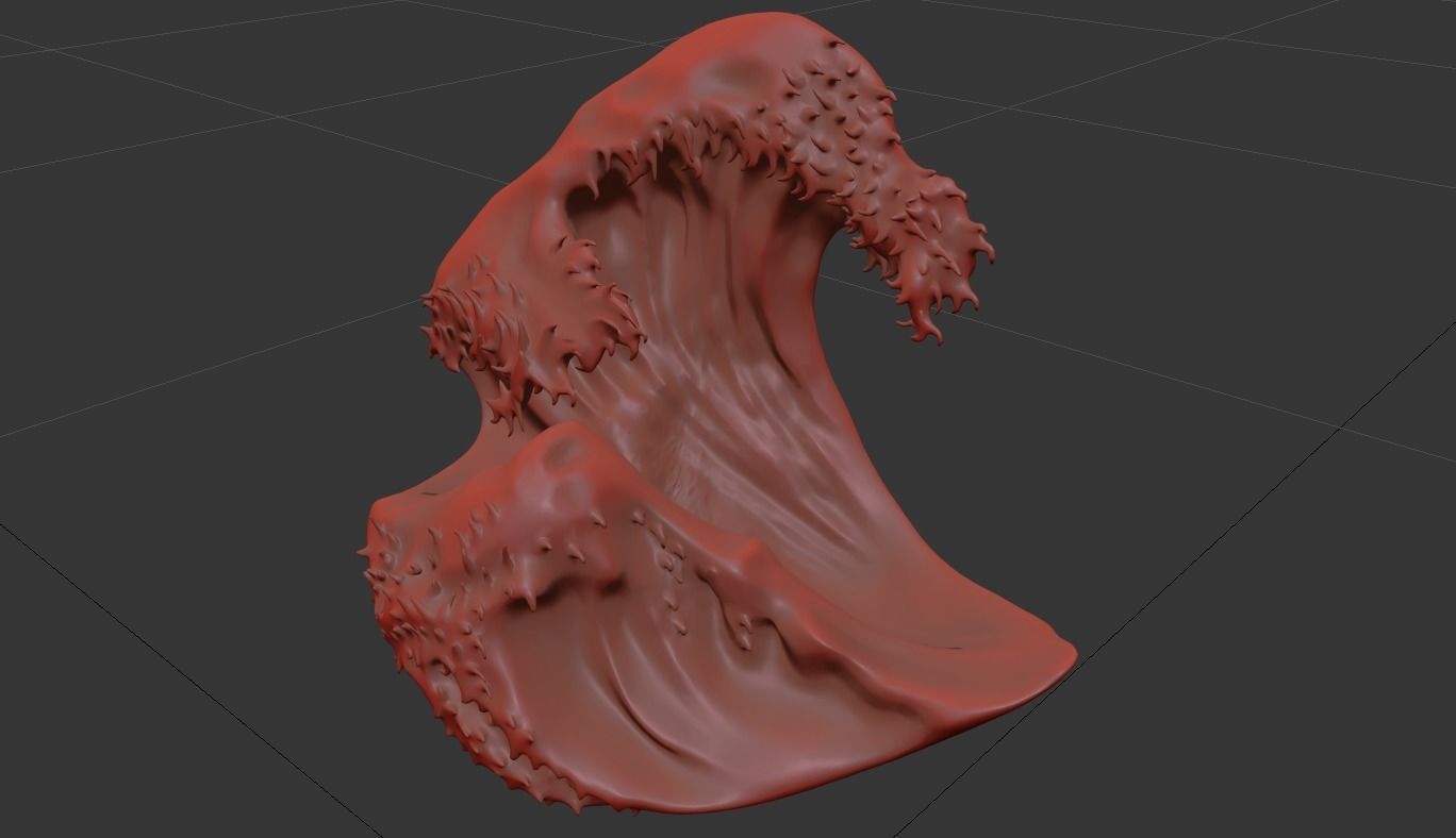 The Great Wave off Kanagawa Low-poly 3D model_5