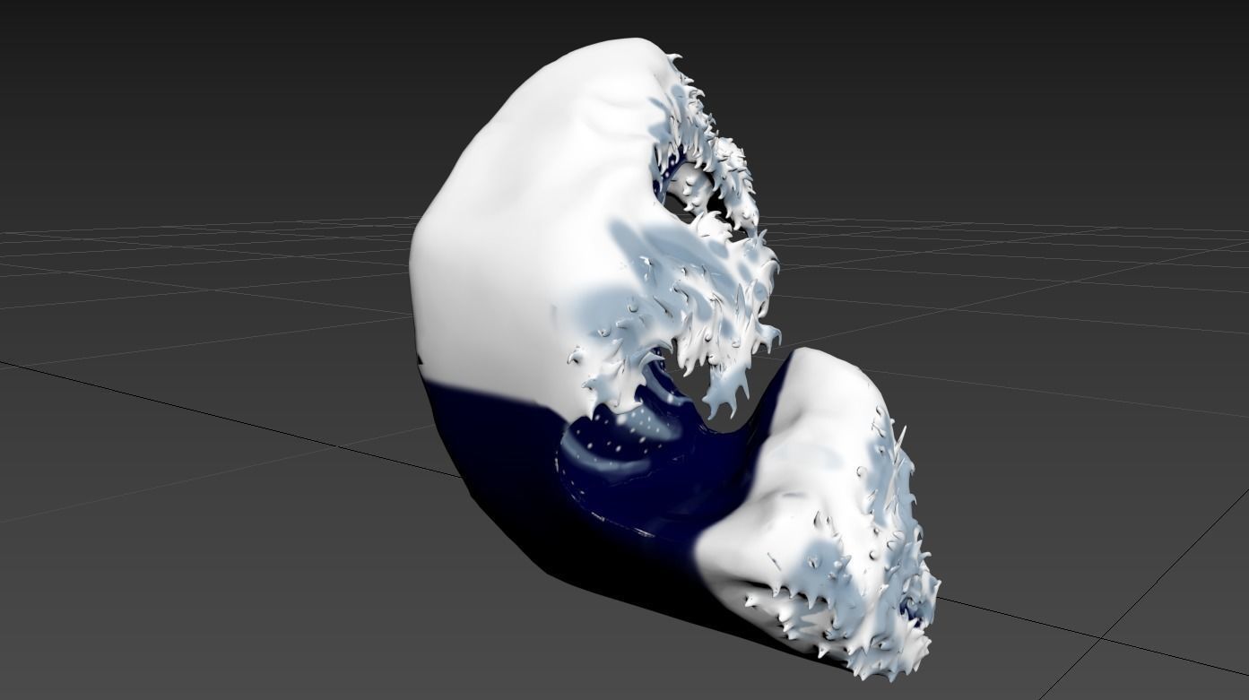 The Great Wave off Kanagawa Low-poly 3D model_2