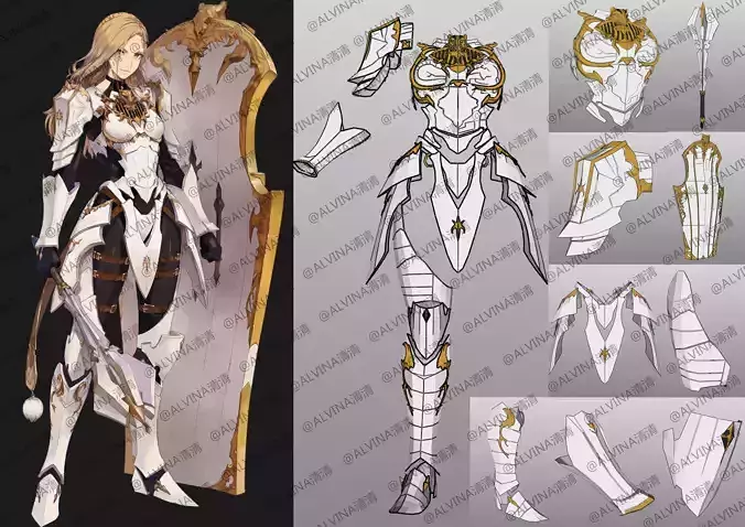 Tales of Arise Kisara Armor - DIY Cosplay Pepakura Foam Template Low-poly 3D model