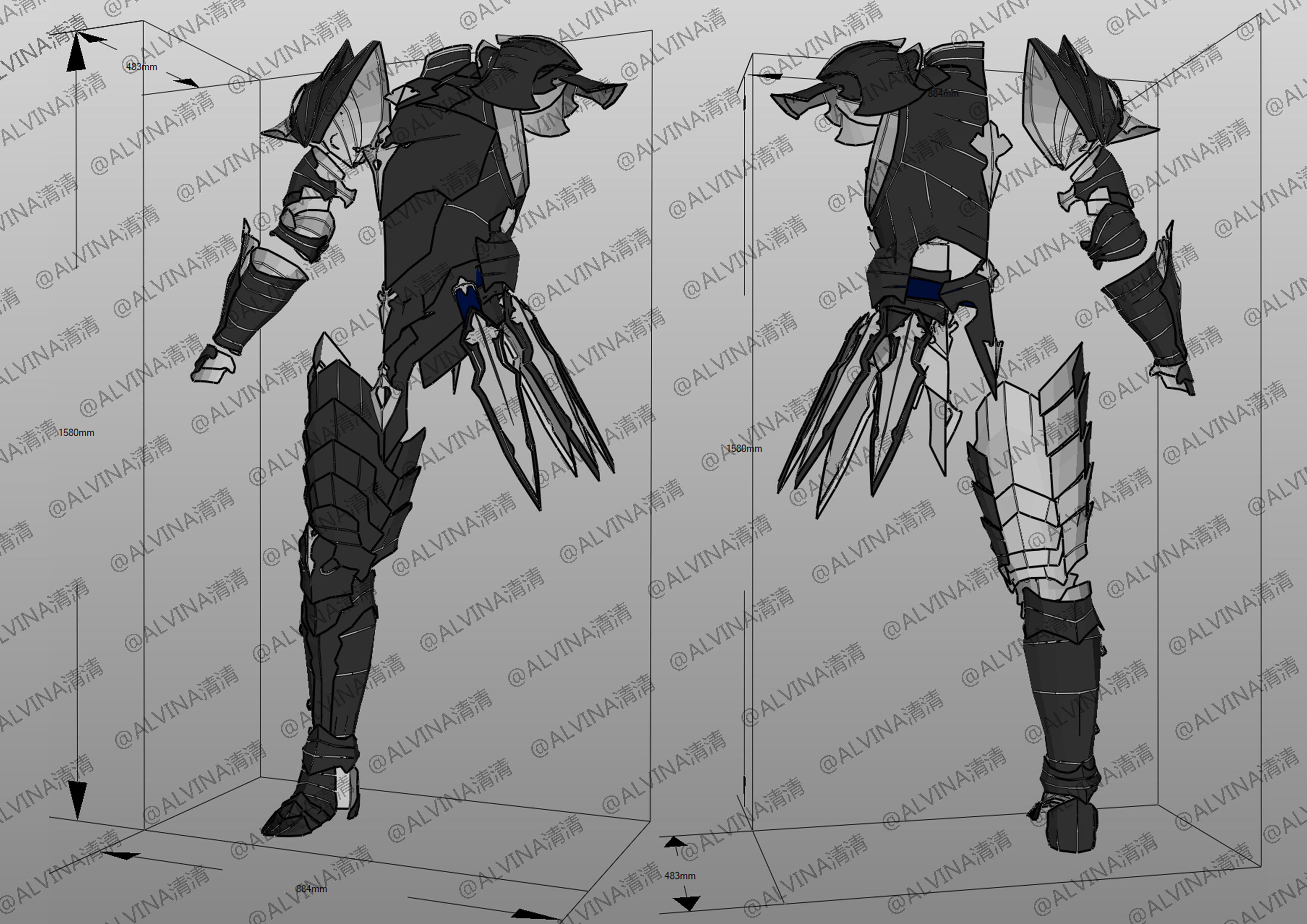 Tales of Arise Alphen Armor - DIY Cosplay Pepakura Foam Template Low-poly 3D model_1