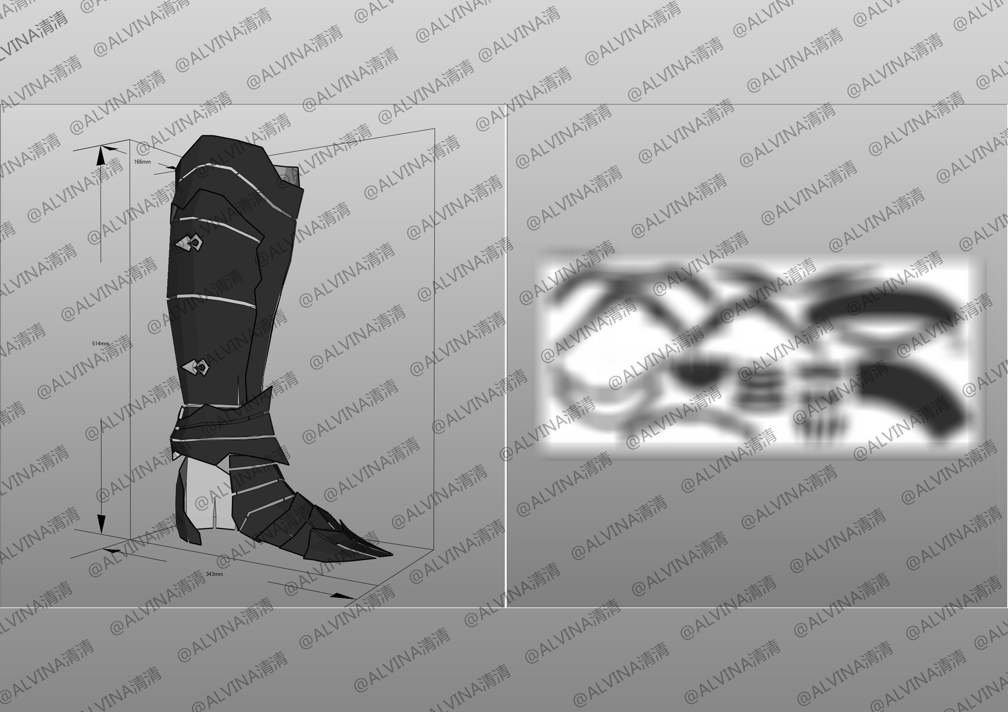 Tales of Arise Alphen Armor - DIY Cosplay Pepakura Foam Template Low-poly 3D model_26