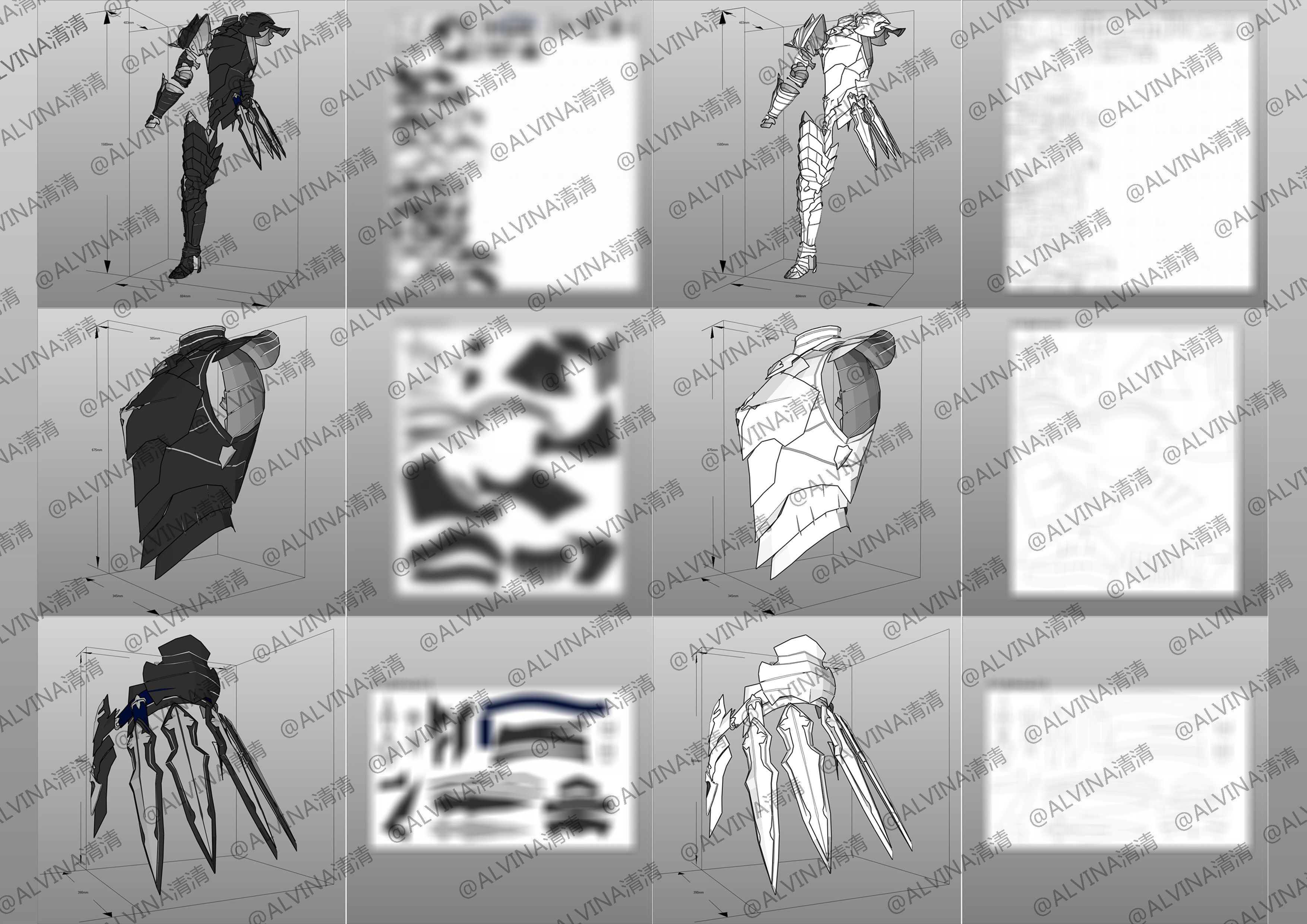 Tales of Arise Alphen Armor - DIY Cosplay Pepakura Foam Template Low-poly 3D model_4