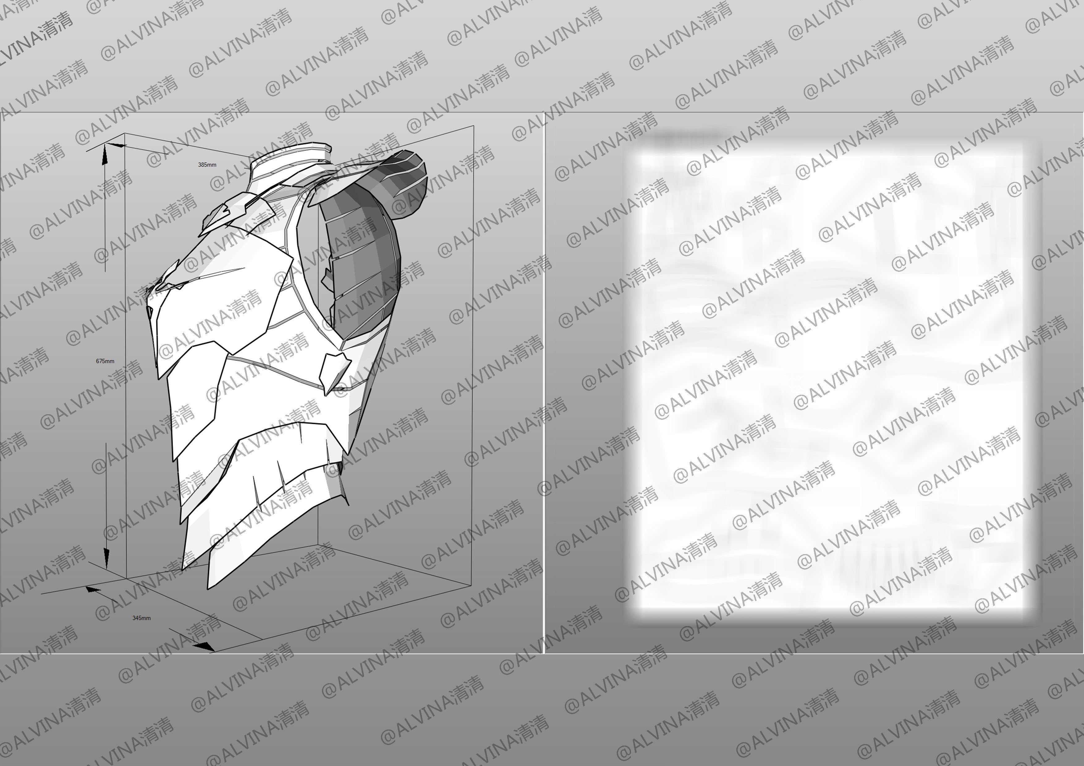 Tales of Arise Alphen Armor - DIY Cosplay Pepakura Foam Template Low-poly 3D model_11