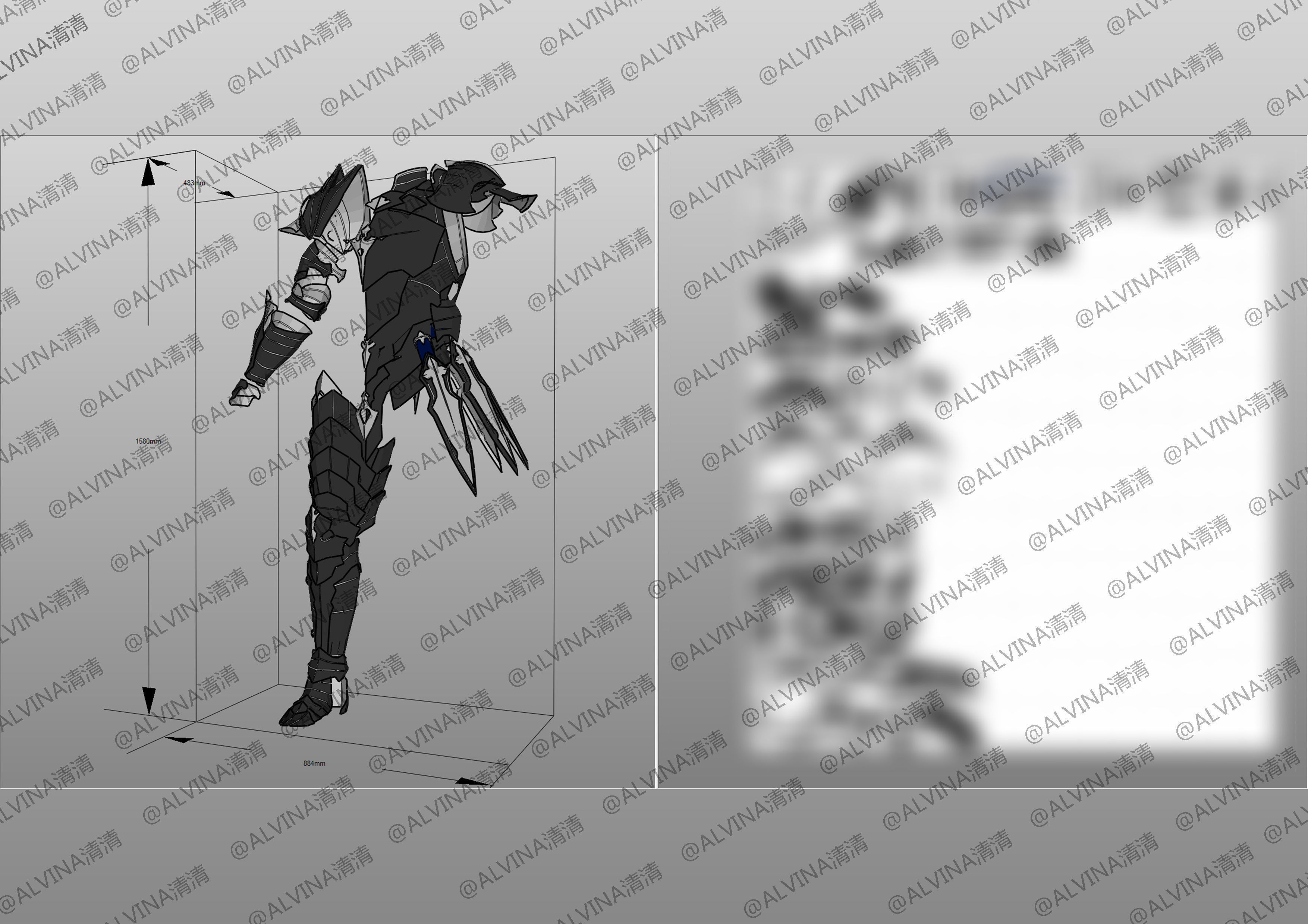 Tales of Arise Alphen Armor - DIY Cosplay Pepakura Foam Template Low-poly 3D model_8