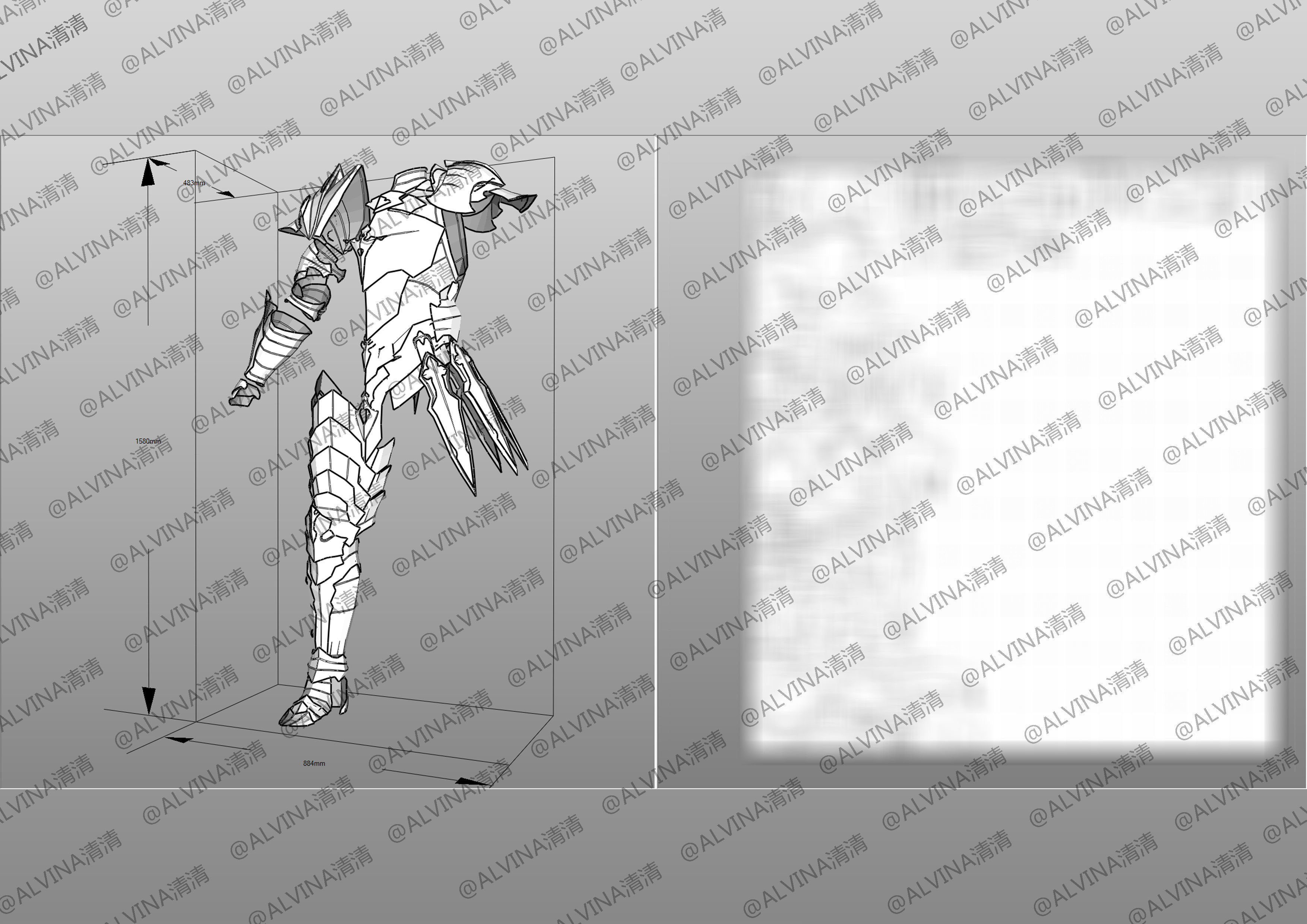 Tales of Arise Alphen Armor - DIY Cosplay Pepakura Foam Template Low-poly 3D model_9