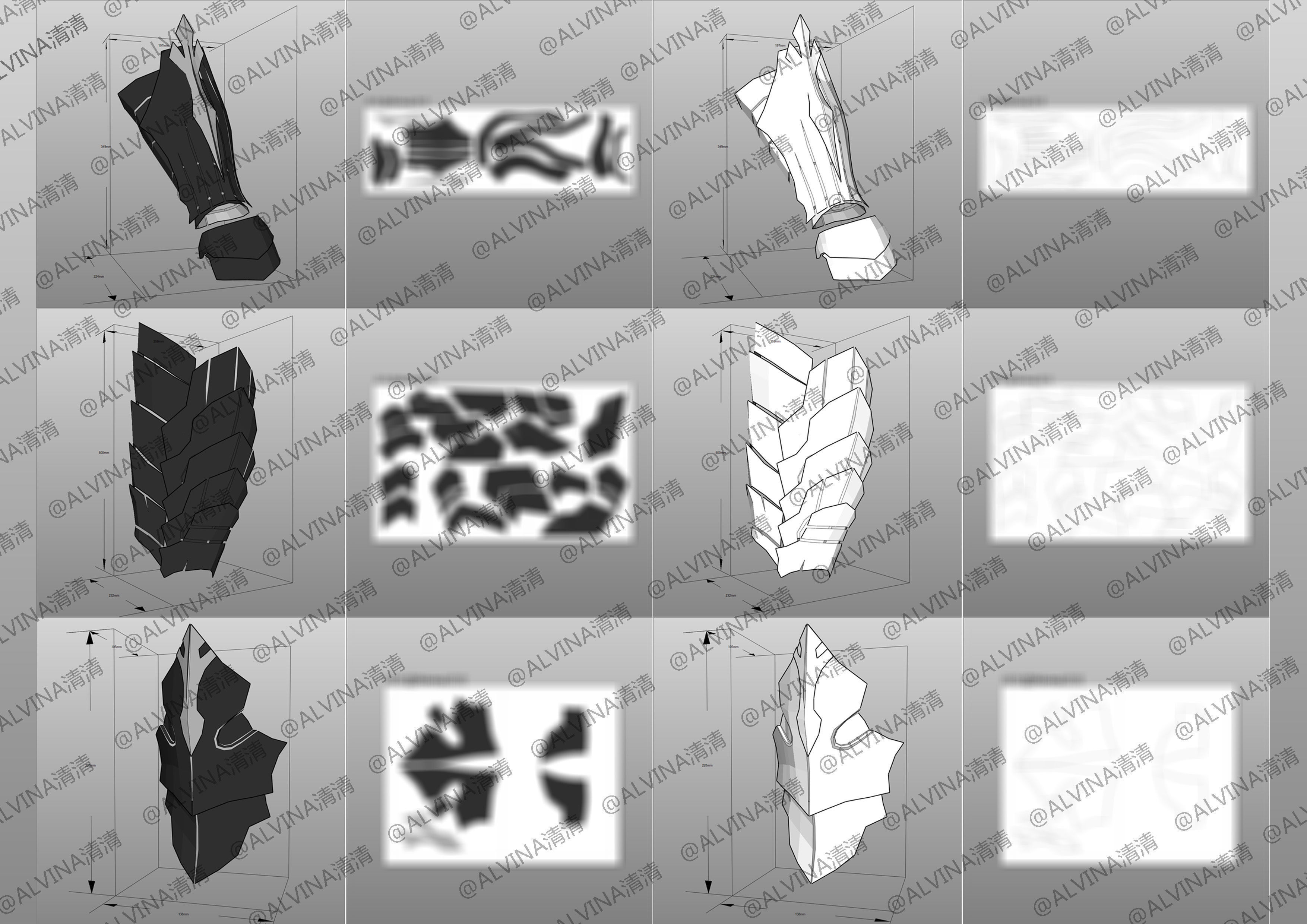 Tales of Arise Alphen Armor - DIY Cosplay Pepakura Foam Template Low-poly 3D model_6