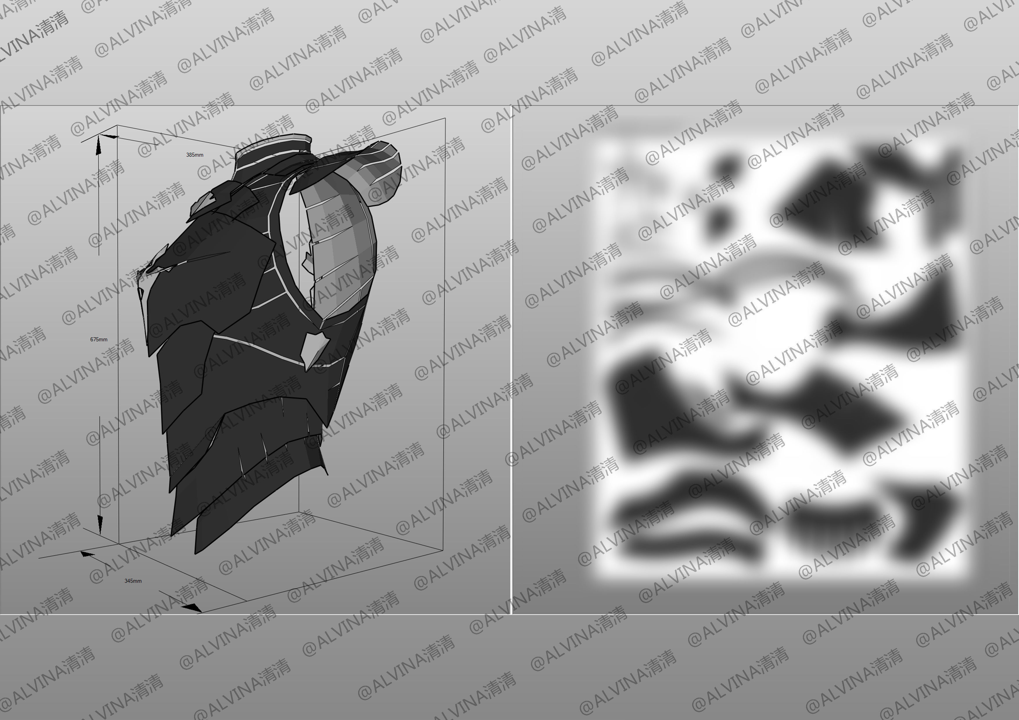 Tales of Arise Alphen Armor - DIY Cosplay Pepakura Foam Template Low-poly 3D model_10