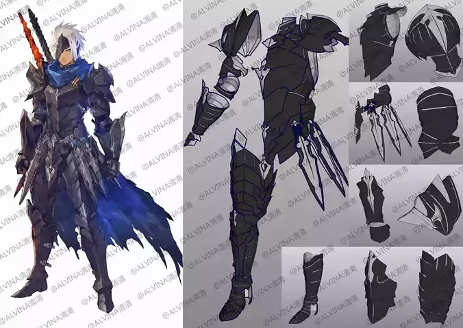 Tales of Arise Alphen Armor - DIY Cosplay Pepakura Foam Template Low-poly 3D model
