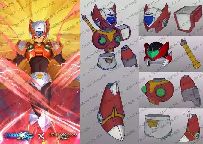 Megaman X Zero Armor - DIY Cosplay Pepakura Foam Template Low-poly 3D model