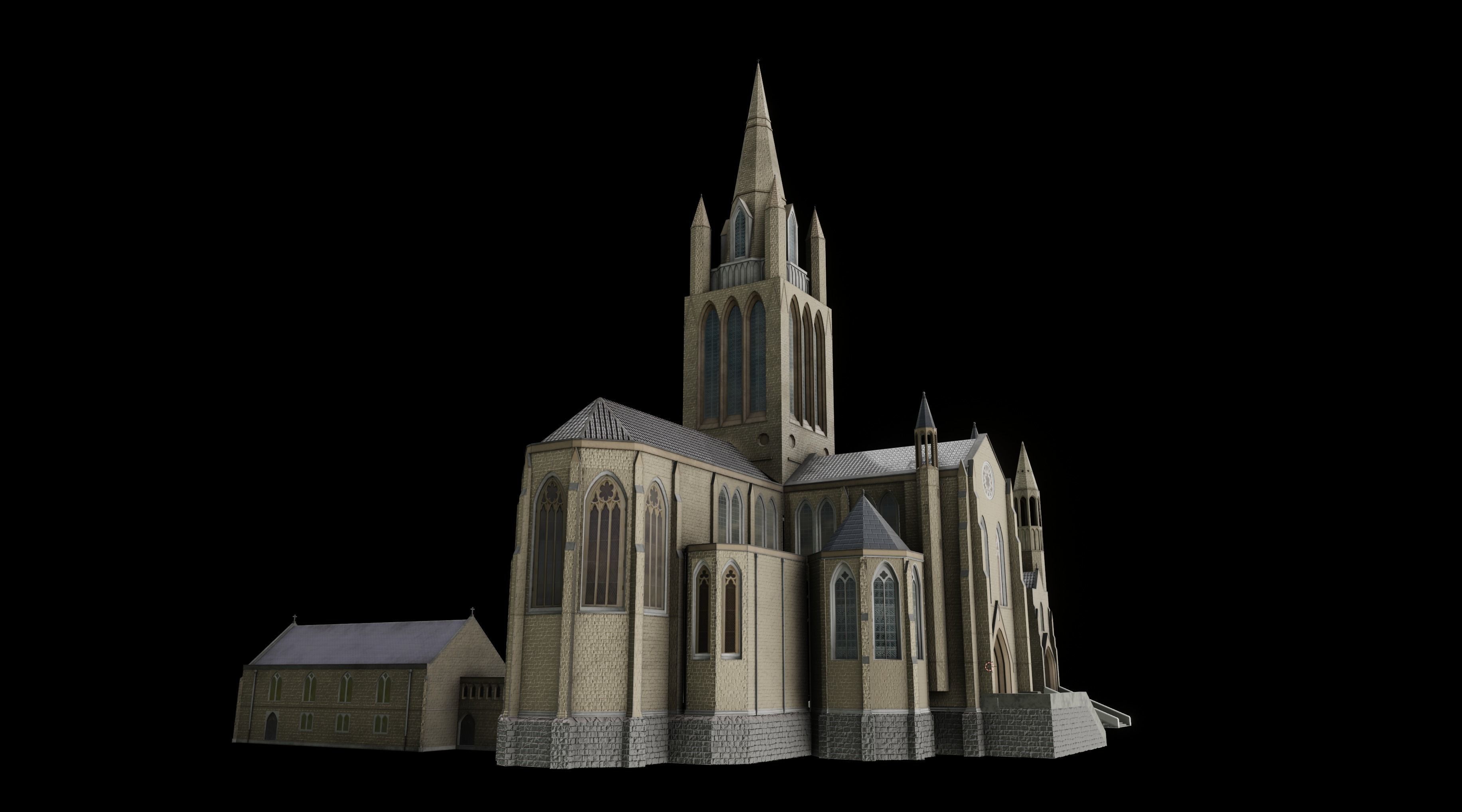 3D Church Building Low-poly 3D model_2