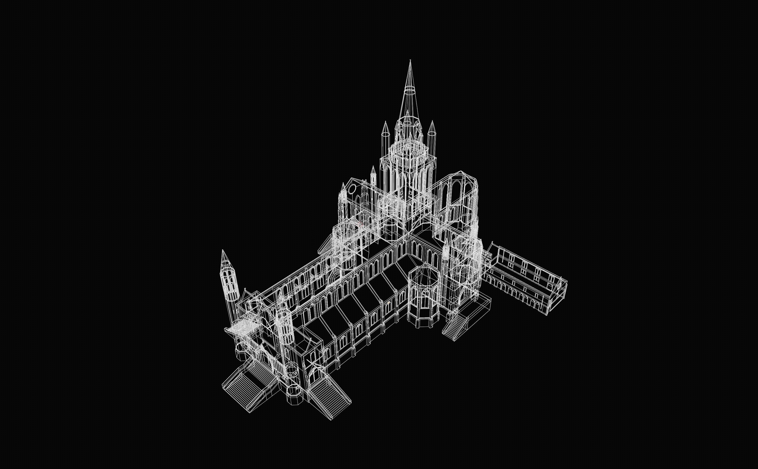 3D Church Building Low-poly 3D model_9