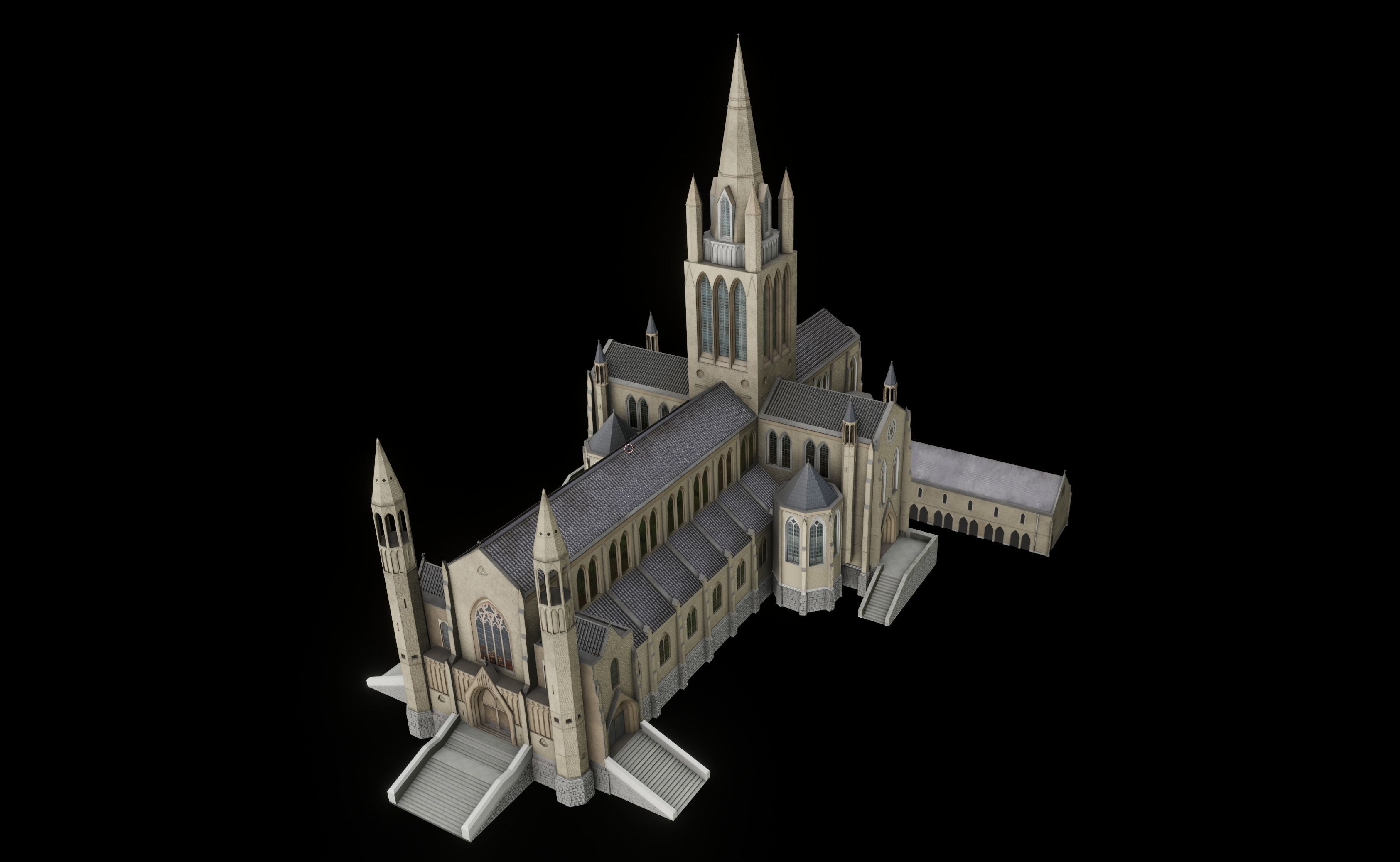 3D Church Building Low-poly 3D model_3