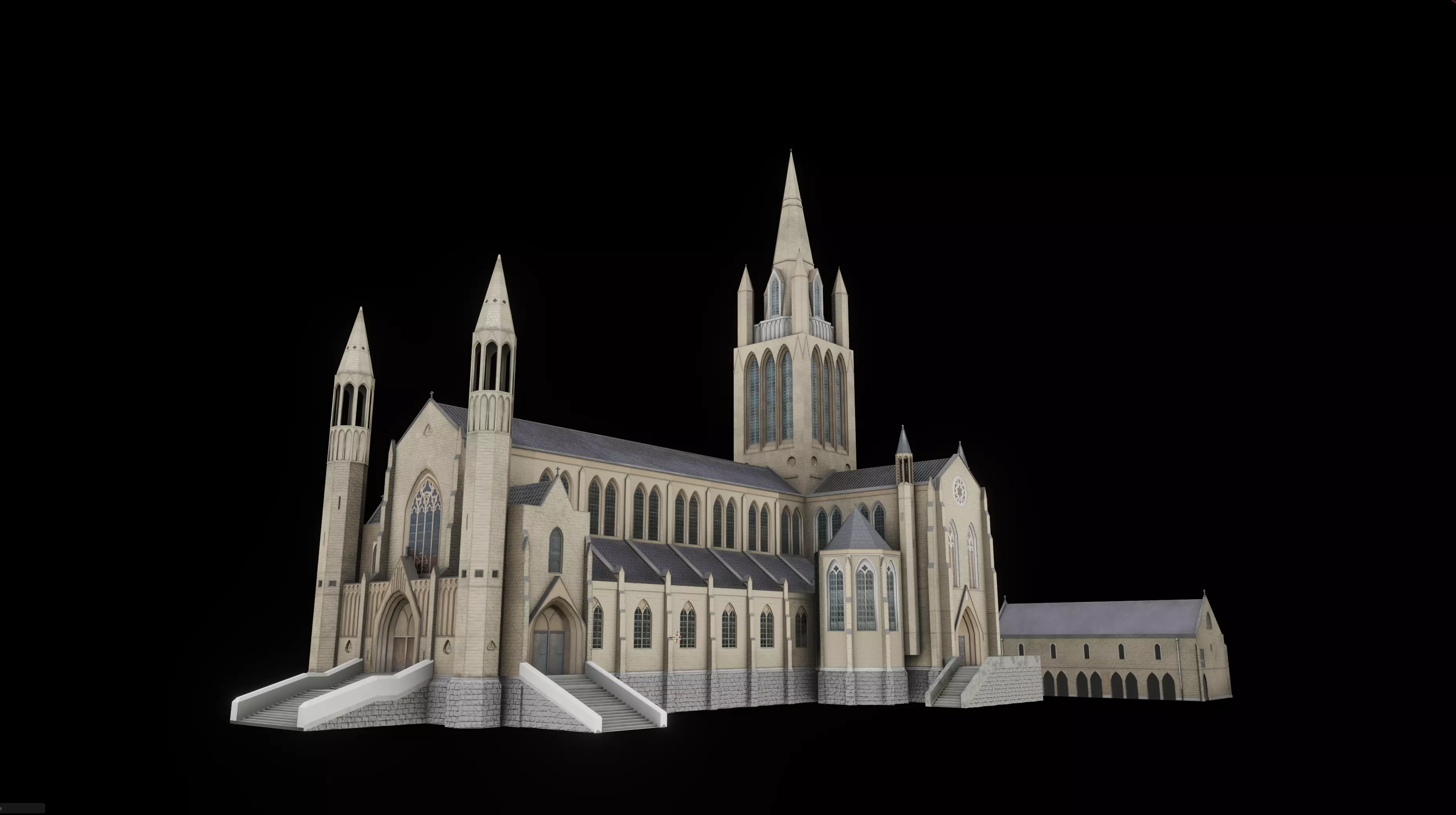 3D Church Building Low-poly 3D model_0
