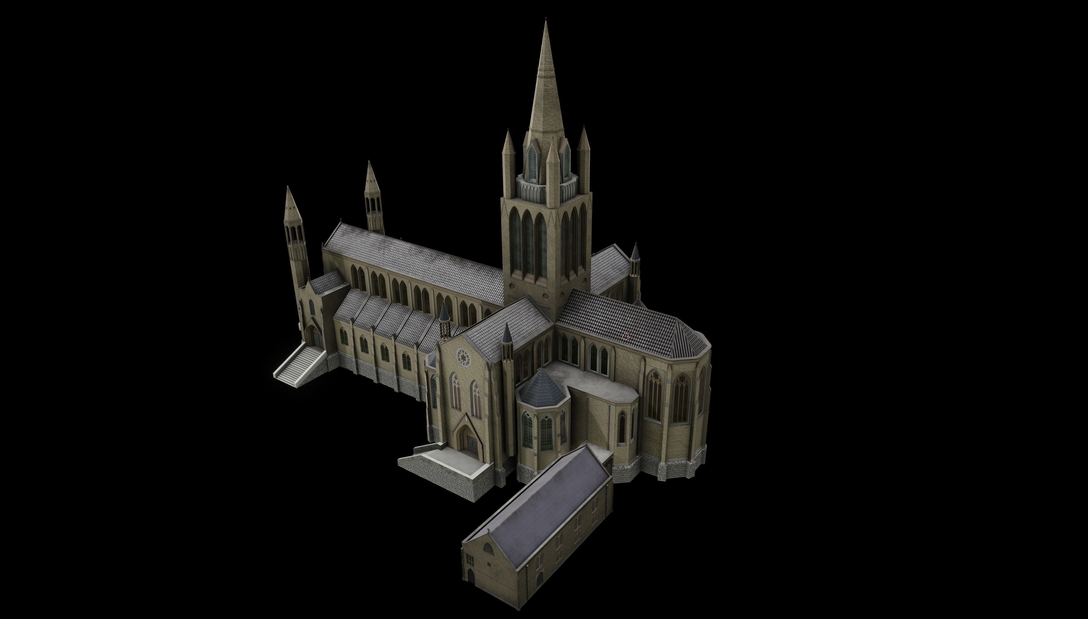 3D Church Building Low-poly 3D model_4